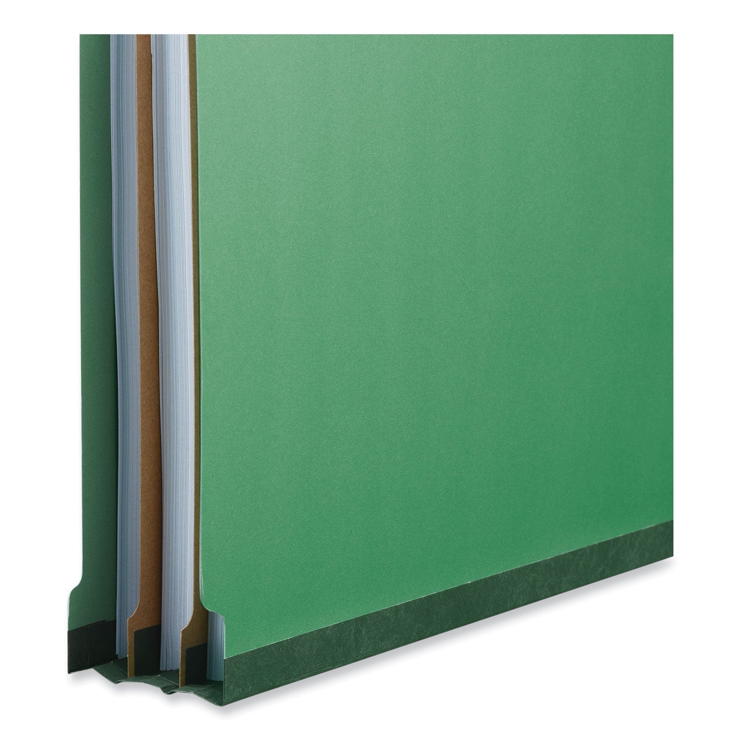 Universal® Bright Colored Pressboard Classification Folders, 2" Expansion, 1 Divider, 4 Fasteners, Legal Size, Emerald Green, 10/Box