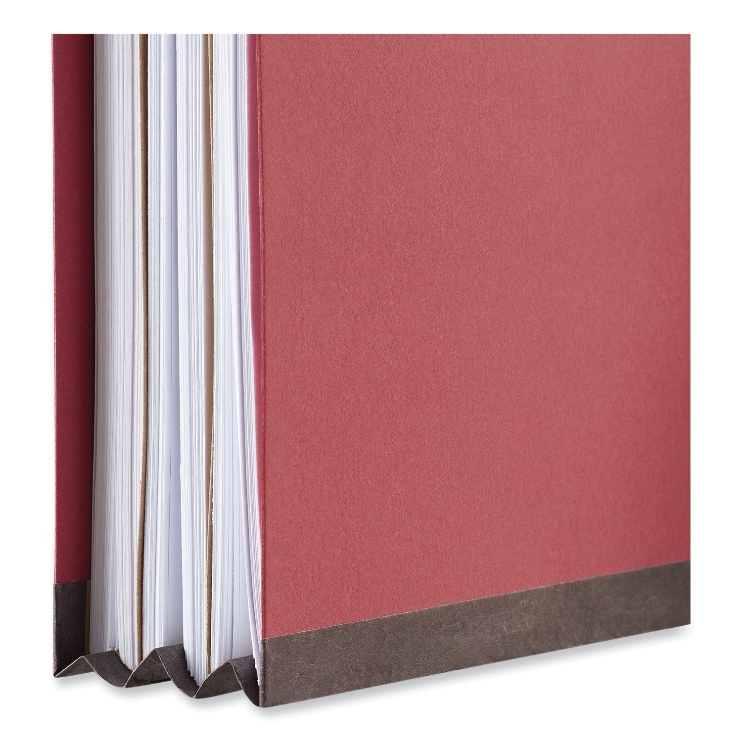 Universal® Four-Section Pressboard Classification Folders, 2" Expansion, 1 Divider, 4 Fasteners, Letter Size, Red Exterior, 10/Box - Bloom Skins
