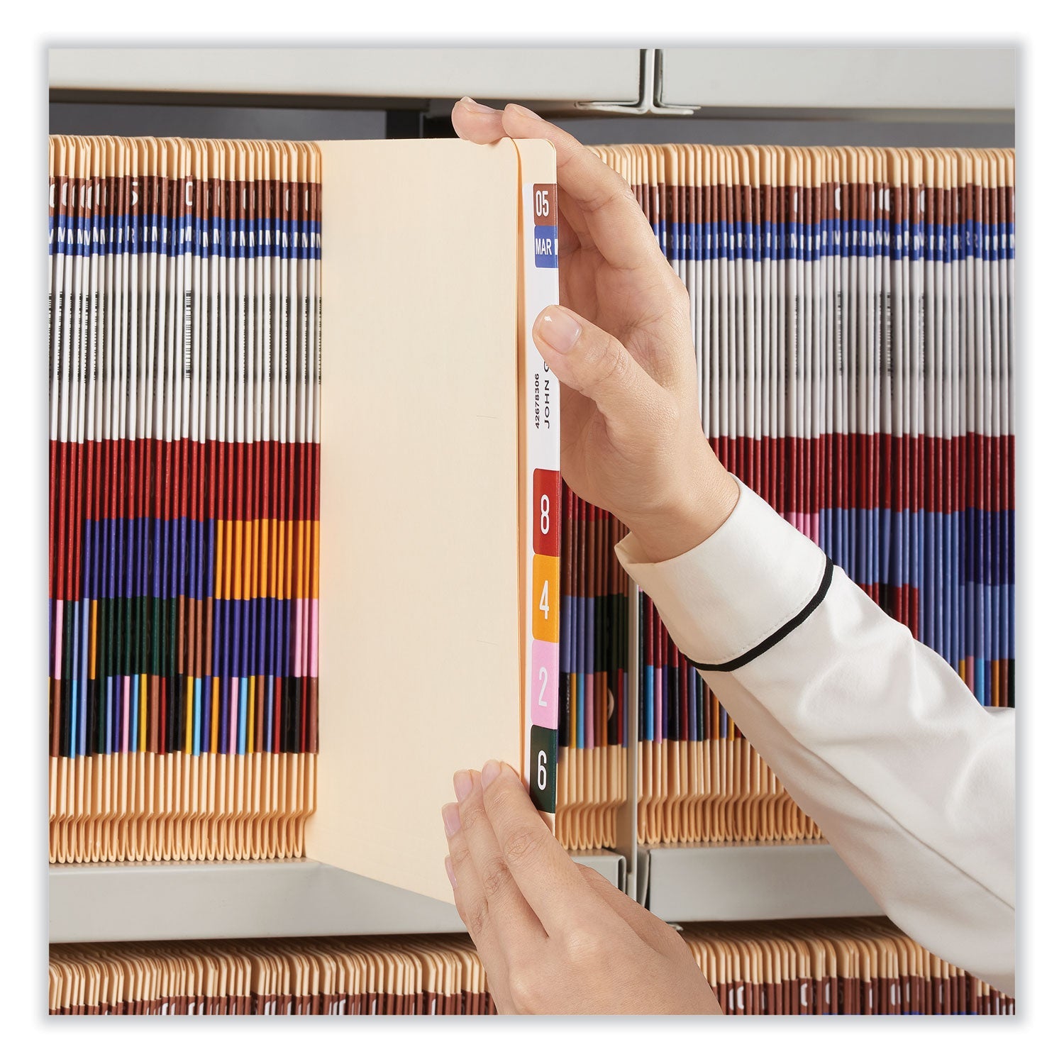 Universal® Reinforced End Tab Fastener Folders, 0.75" Expansion, 2 Fasteners, Legal Size, Manila Exterior, 50/Box - Bloom Skins