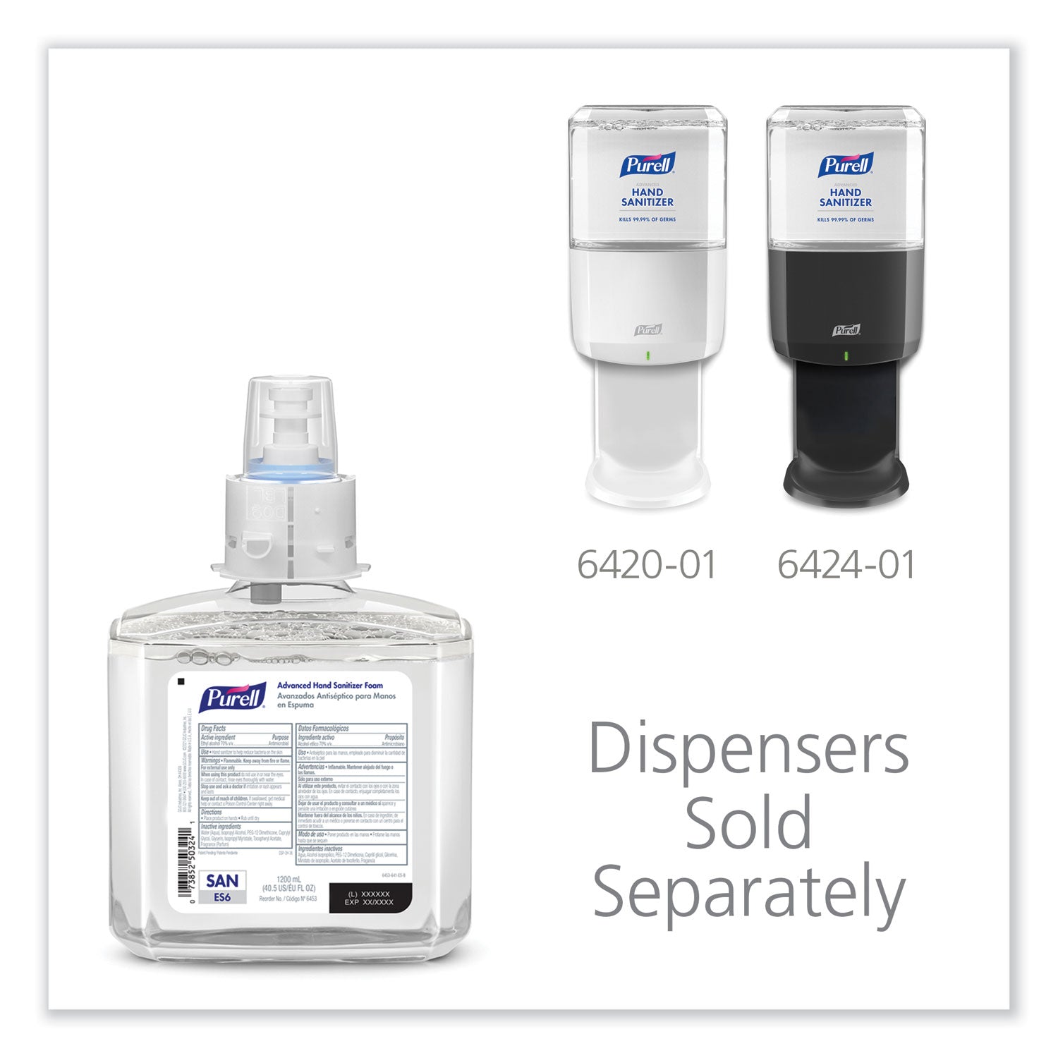 PURELL® Advanced Hand Sanitizer Foam, For ES6 Dispensers, 1,200 mL Refill, , Clean Scent 2/Carton