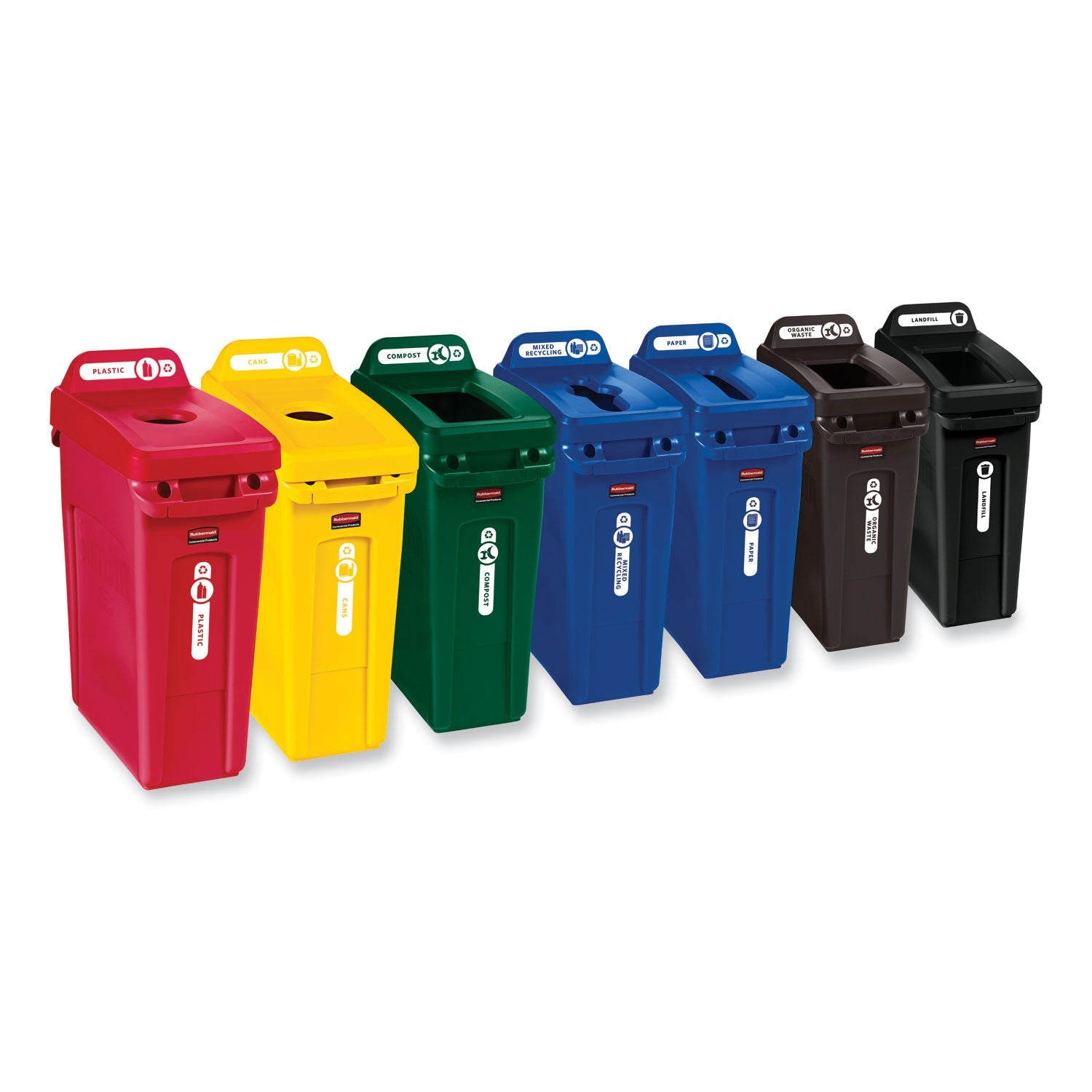 Rubbermaid® Commercial Slim Jim Plastic Recycling Container with Venting Channels, 23 gal, Plastic, Blue
