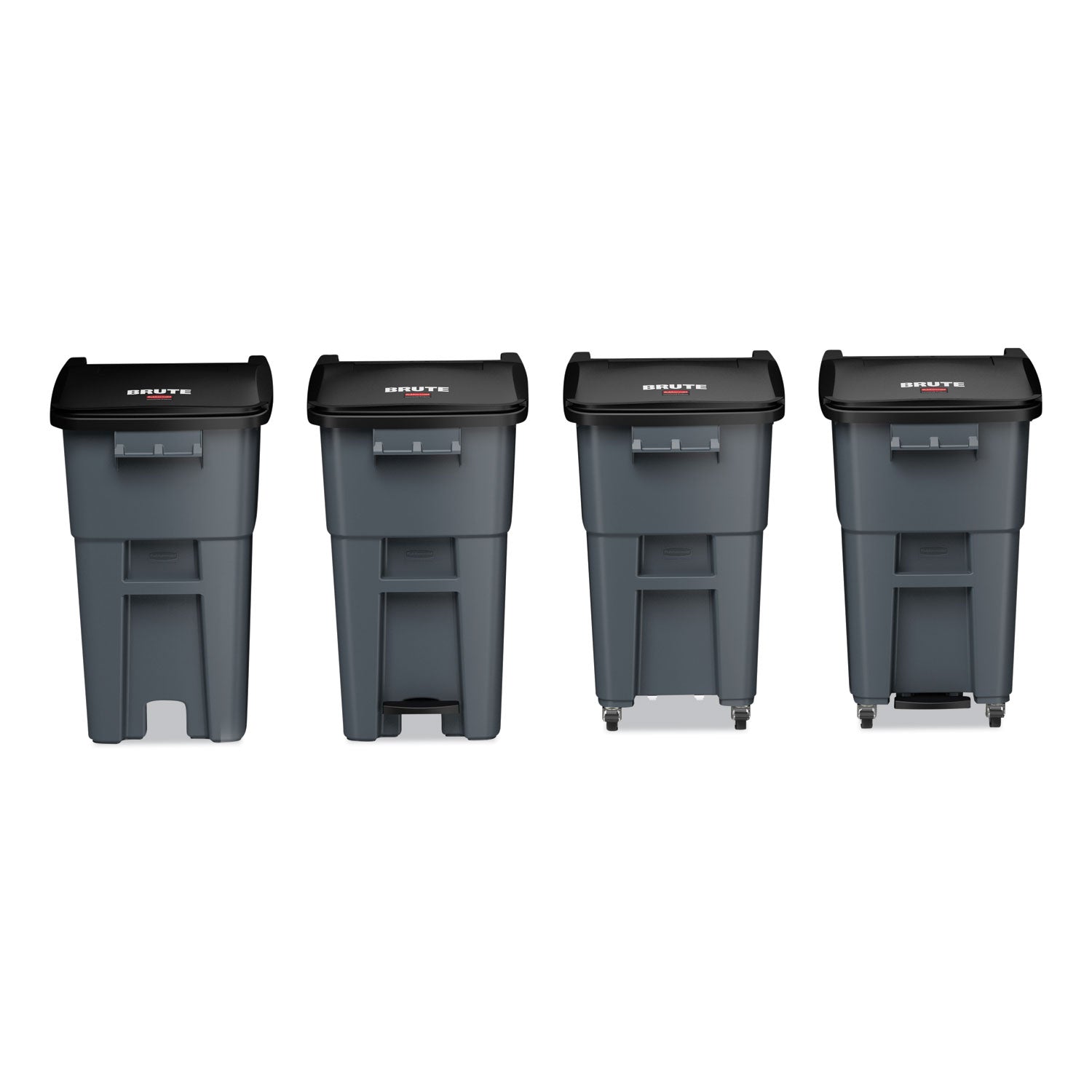 Rubbermaid® Commercial Brute Step-On Rollouts, 50 gal, Metal/Plastic, Gray