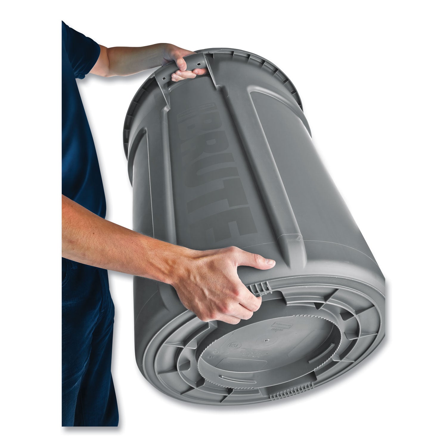 Rubbermaid® Commercial Vented Round Brute Container, 55 gal, Plastic, Gray