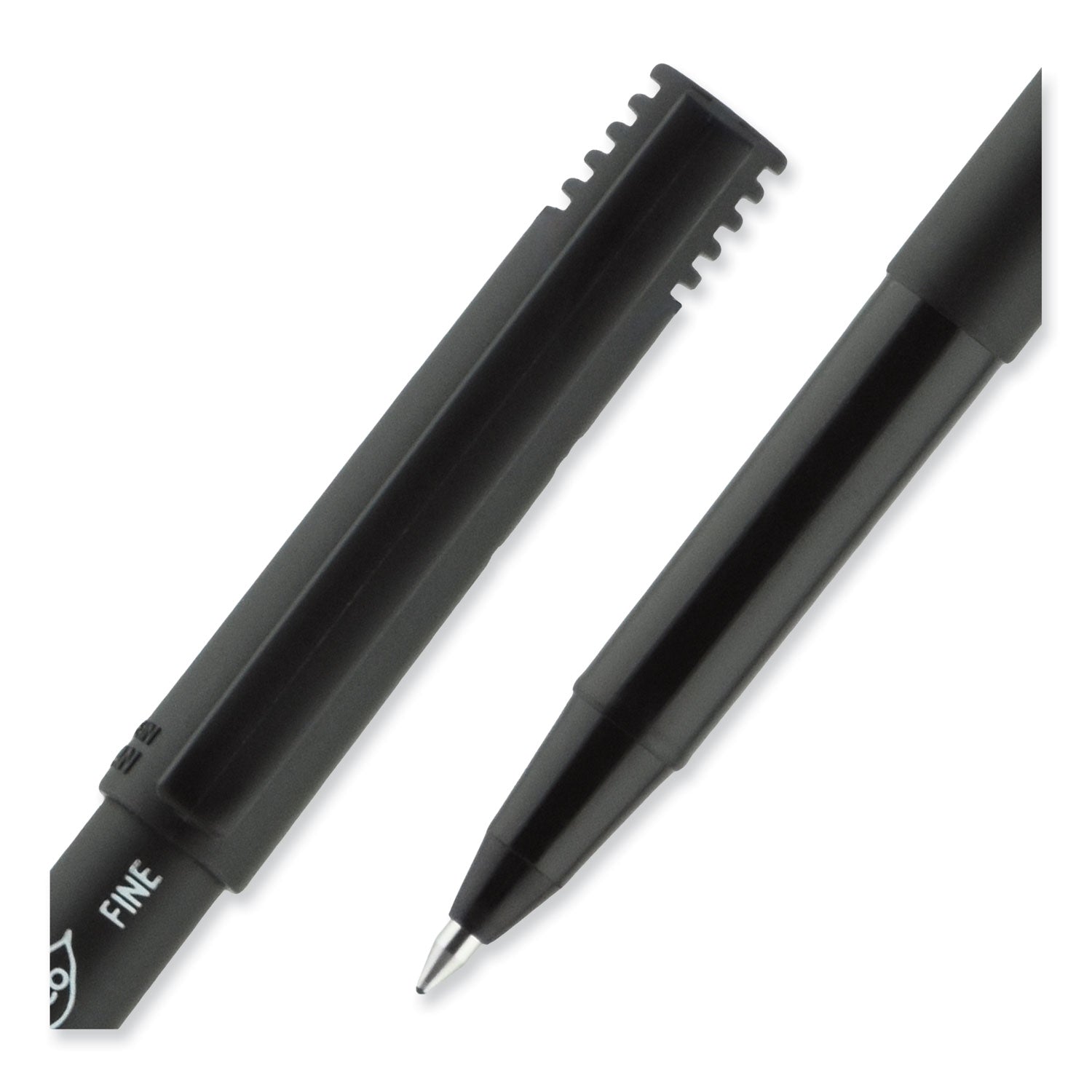 uniball® ONYX Rollerball Pen, Stick, Fine 0.7 mm, Black Ink, Black Barrel, Dozen