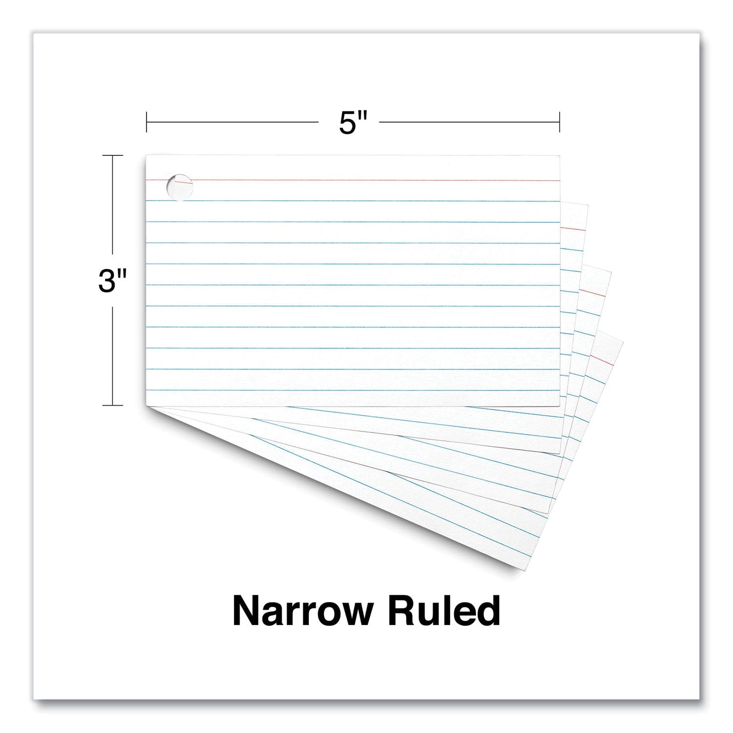 Universal® Ring Index Cards, Ruled, 3 X 5, White, 100/pack