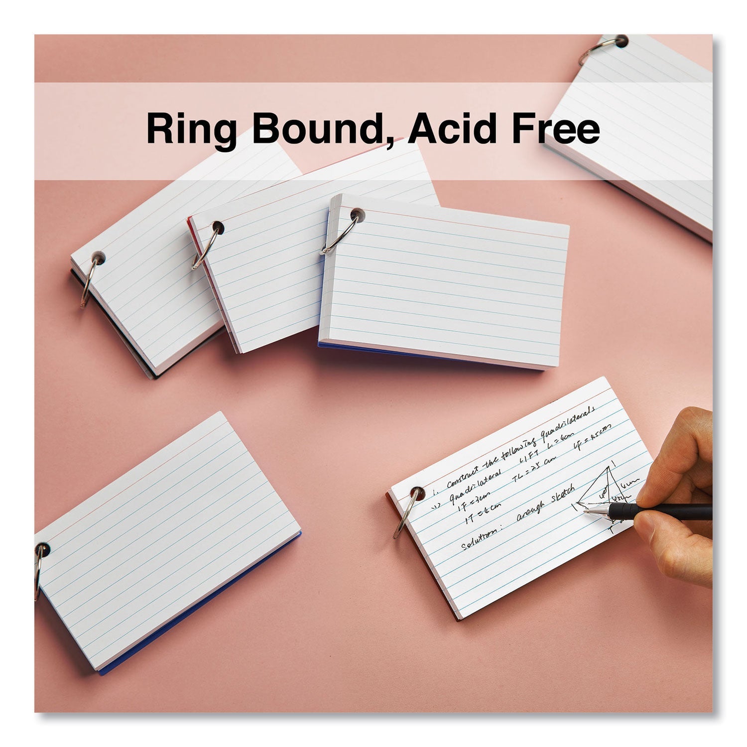 Universal® Ring Index Cards, Ruled, 3 X 5, White, 100/pack