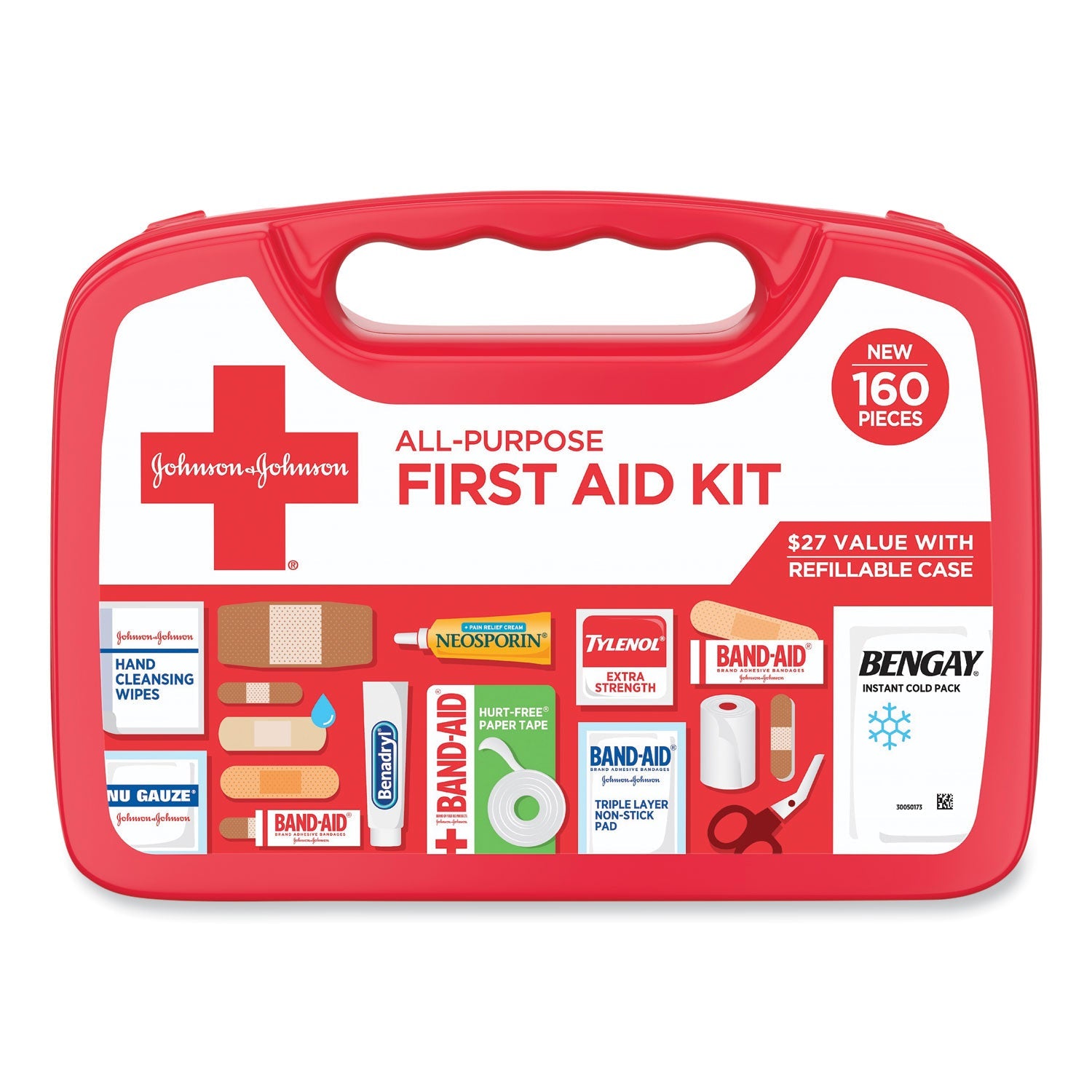 Johnson & Johnson® Red Cross® All-Purpose First Aid Kit, 160 Pieces, Plastic Case