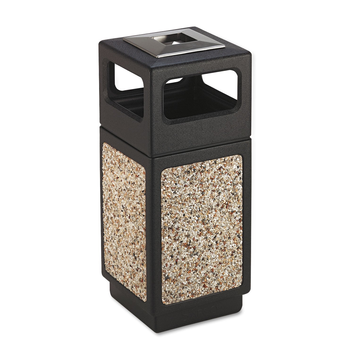 Safco® Canmeleon Aggregate Panel Receptacles, 15 gal, Polyethylene/Stainless Steel, Black