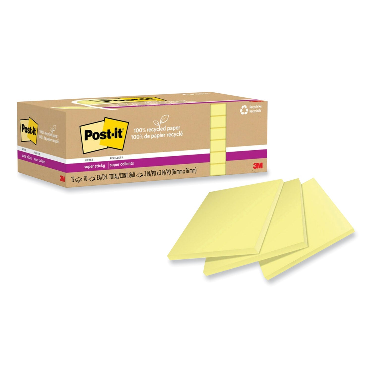 Recycled Super Sticky Notes | 12-Pack