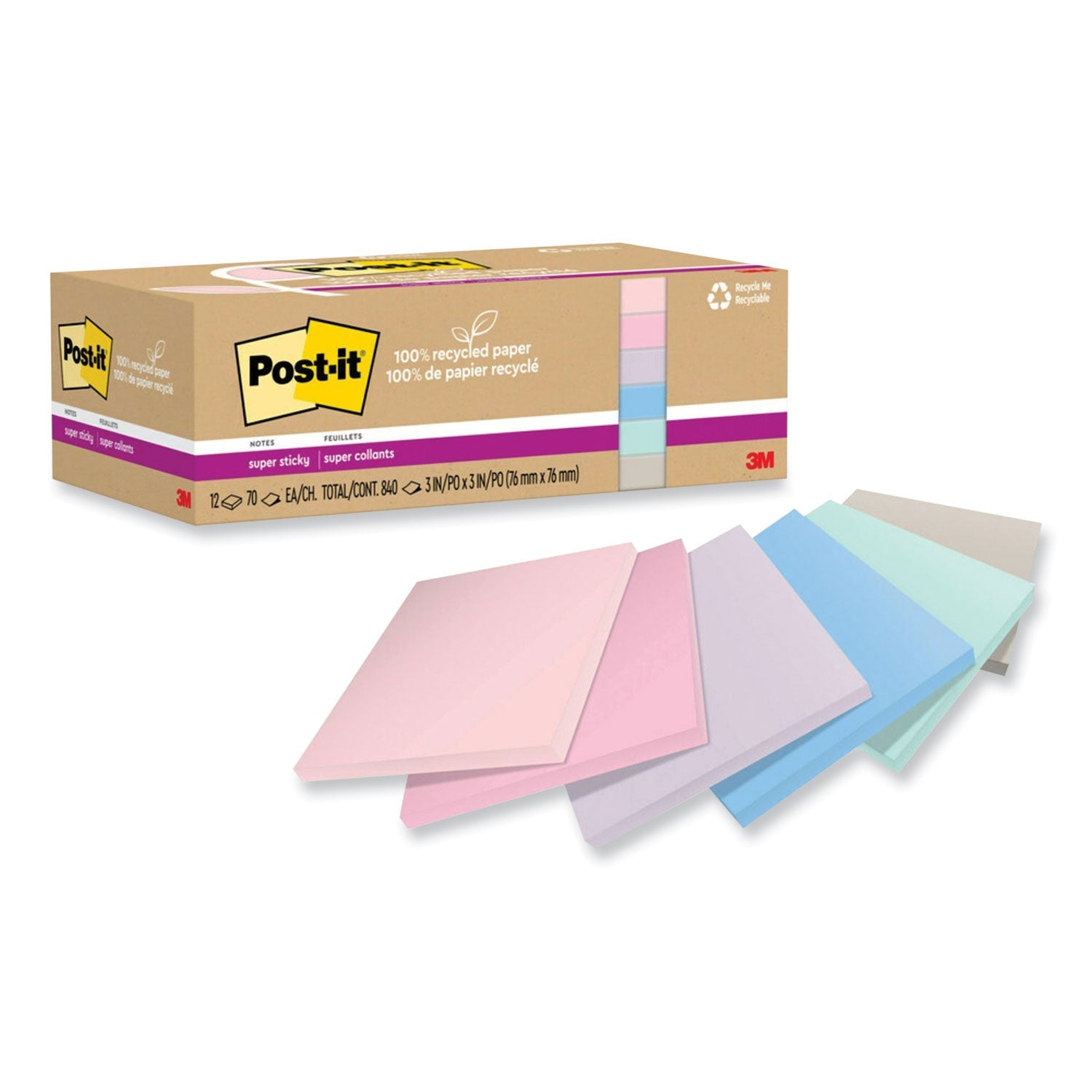 Recycled Super Sticky Notes | 12-Pack