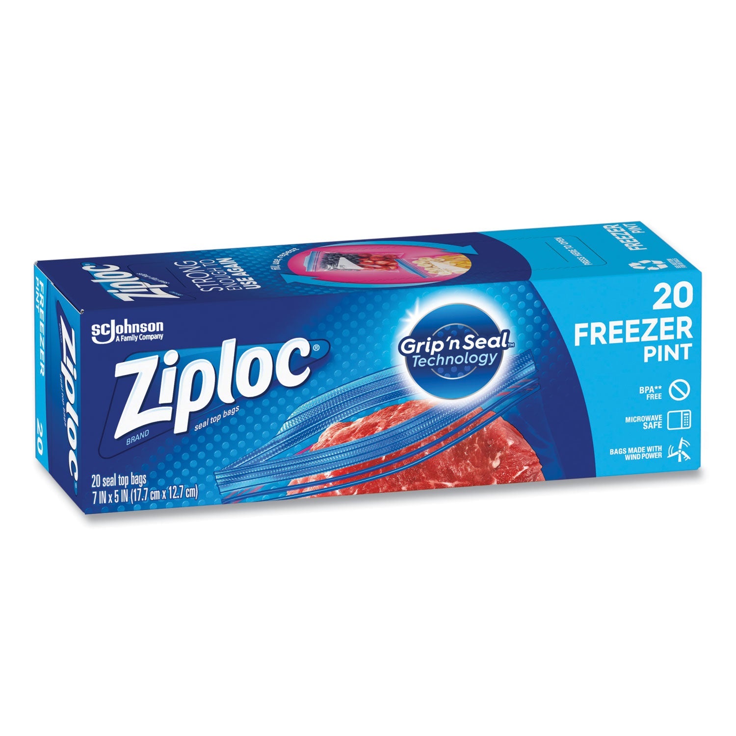 Ziploc® Zipper Freezer Bags, 16 oz, 7" x 5", Clear, 240/Carton