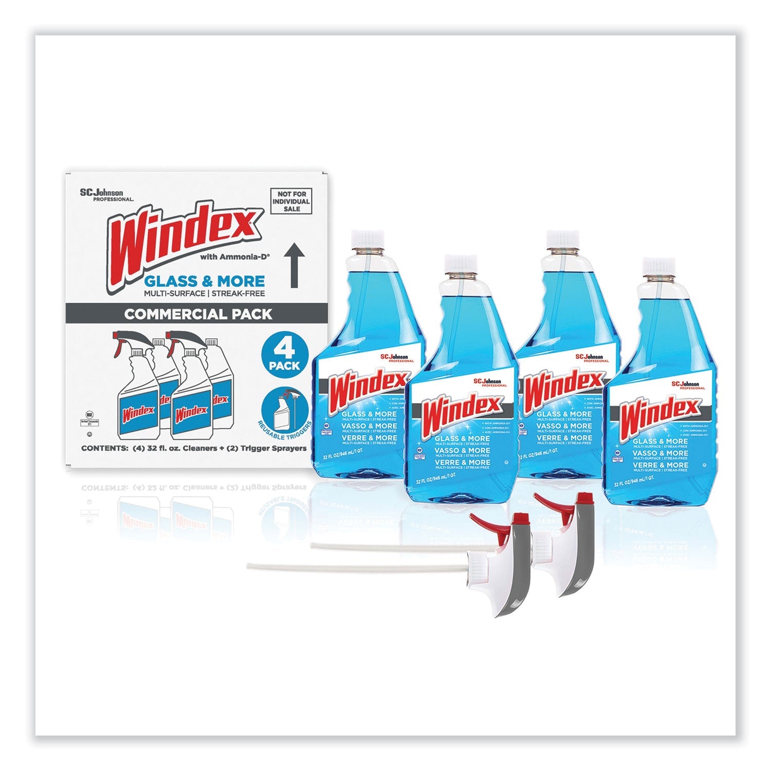 Windex® Original Glass Cleaner, Fresh Scent, 32 Oz Spray Bottle, 4/carton