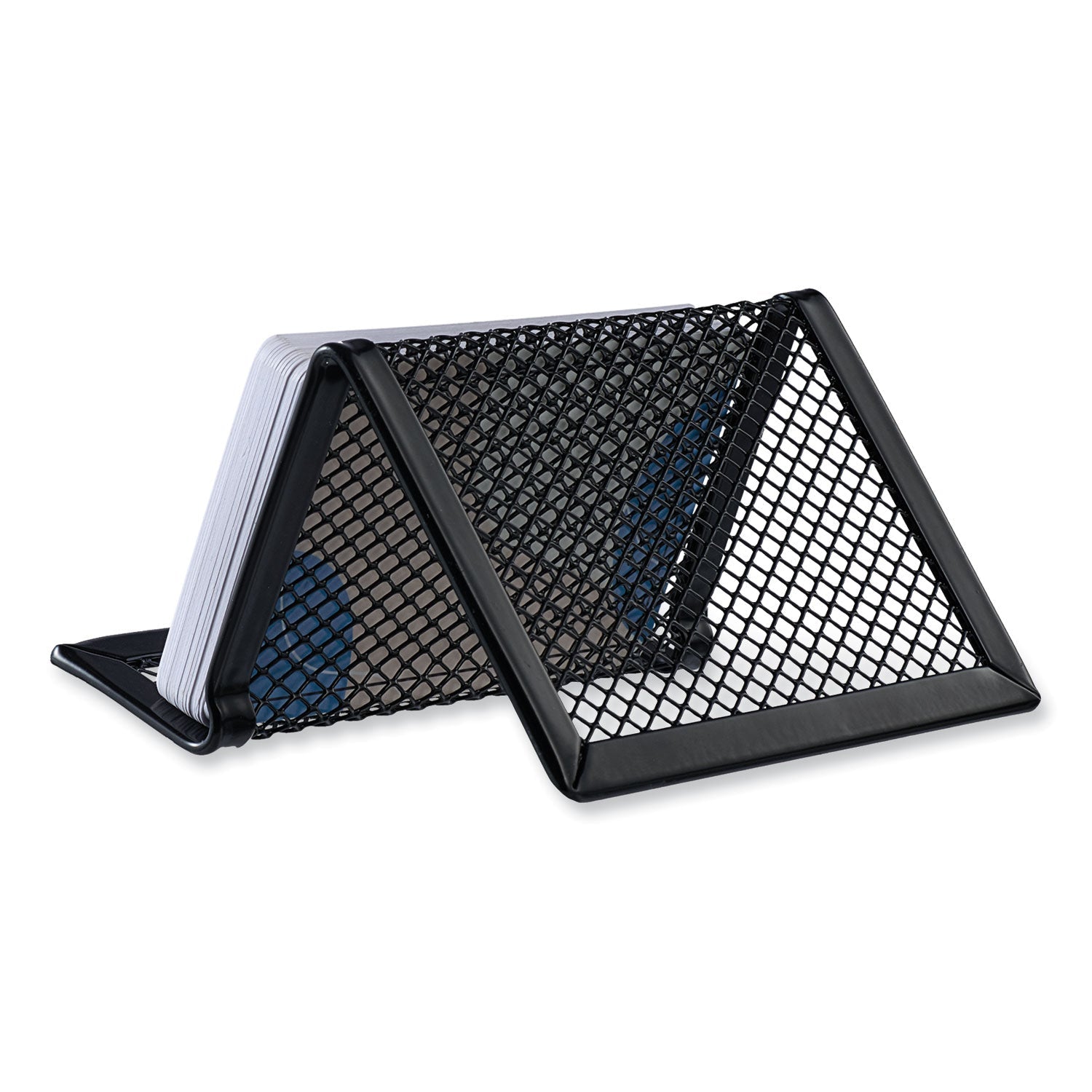 Universal® Mesh Metal Business Card Holder, Holds 50 2.25 X 4 Cards, 3.78 X 3.38 X 2.13, Black