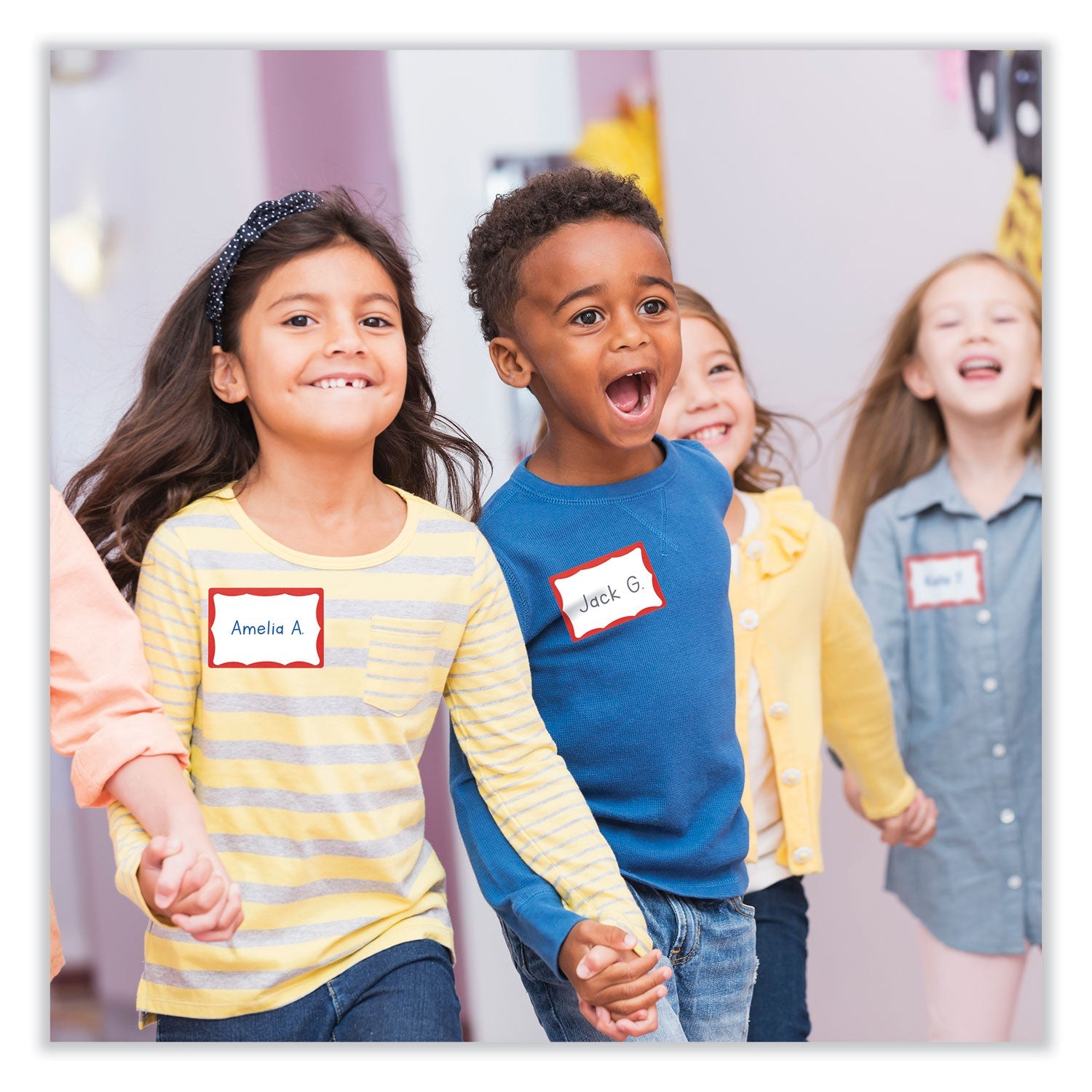 Avery® Printable Adhesive Name Badges, 3.38 X 2.33, Red Border, 100/pack