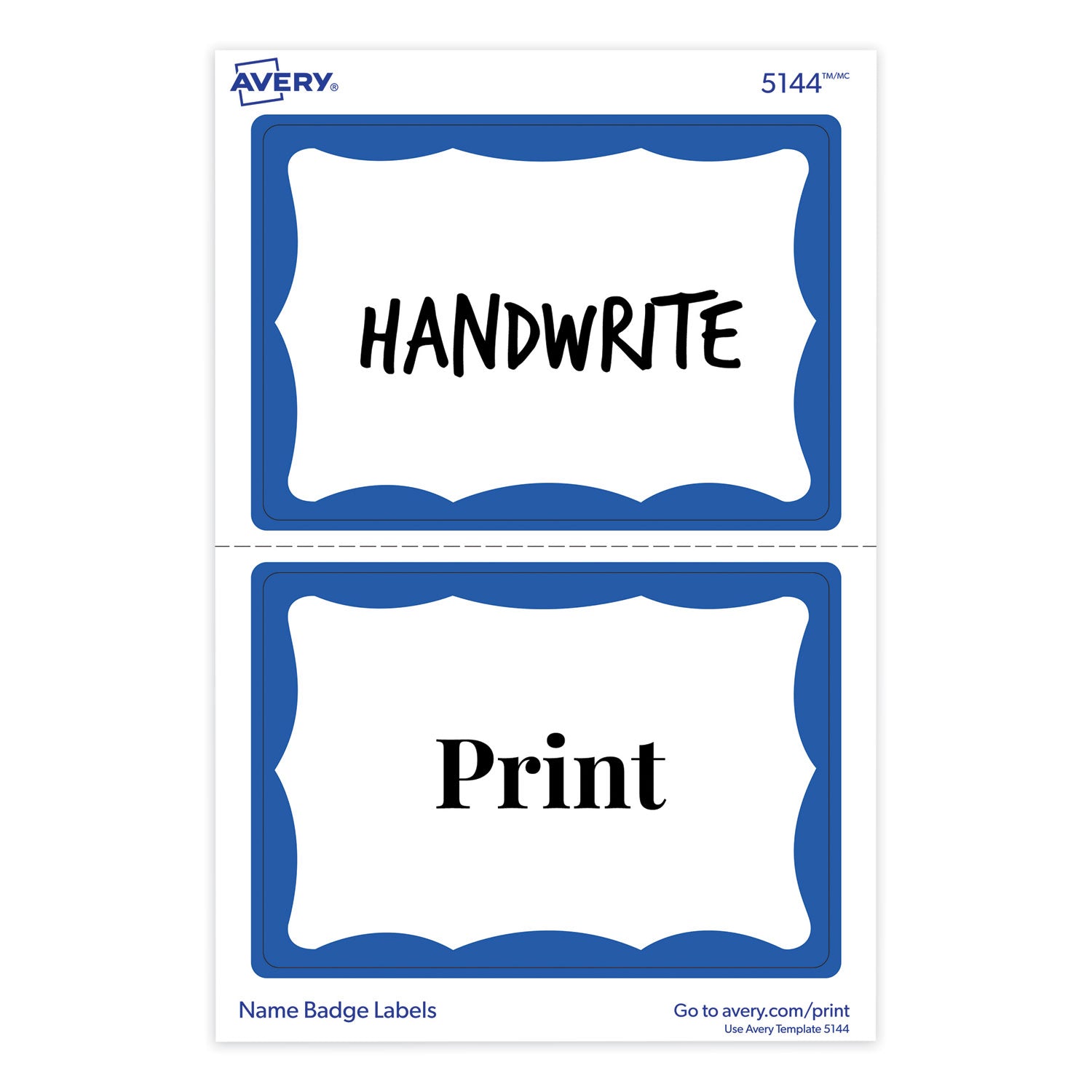 Avery® Printable Adhesive Name Badges, 3.38 X 2.33, Blue Border, 100/pack