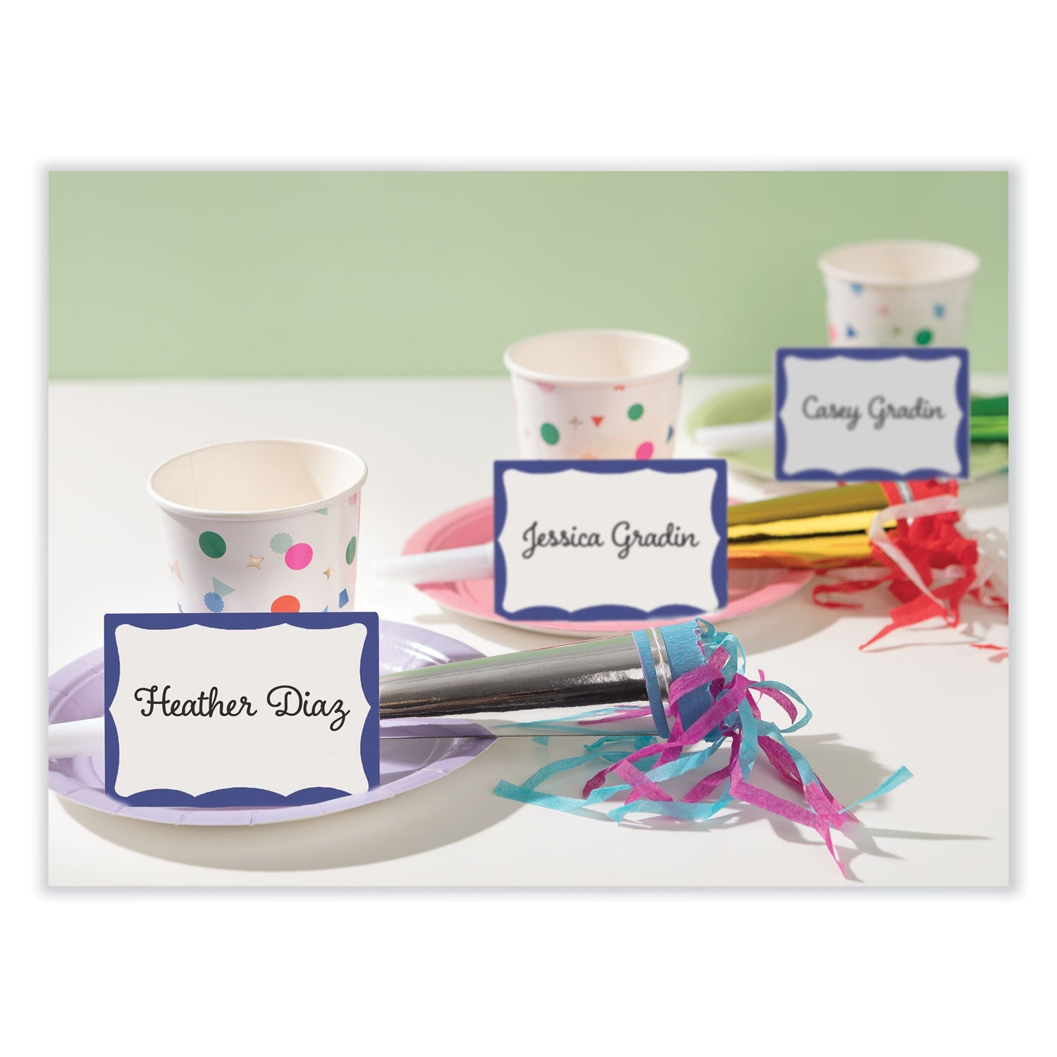 Avery® Printable Adhesive Name Badges, 3.38 X 2.33, Blue Border, 100/pack