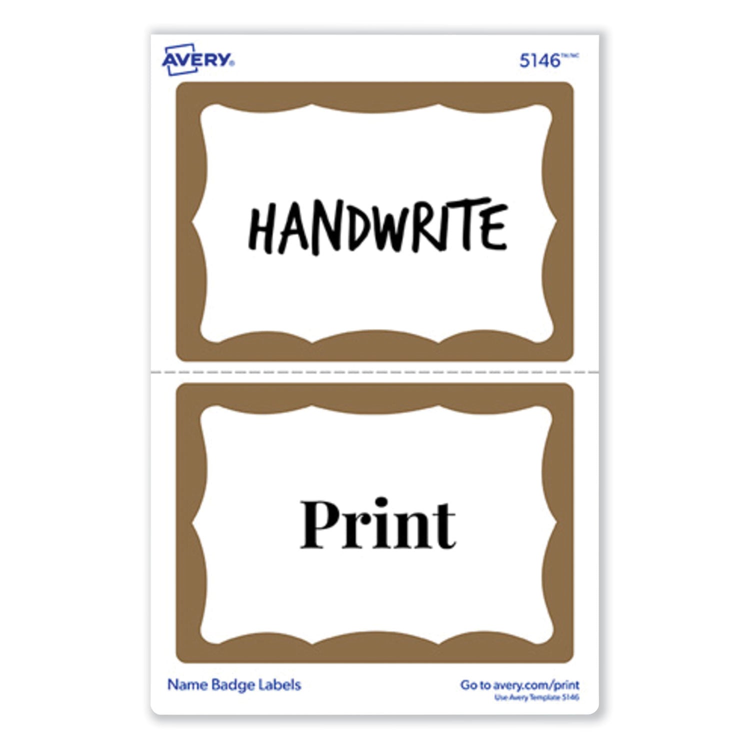 Avery® Printable Adhesive Name Badges, 3.38 X 2.33, Gold Border, 100/pack