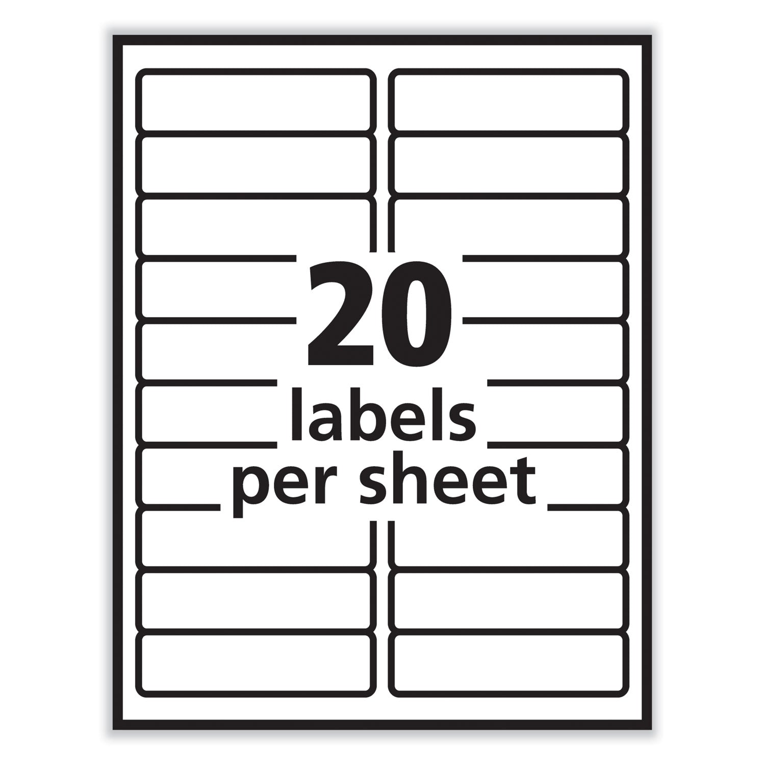 PRES-a-ply® Labels, Laser Printers, 1 X 4, White, 20/sheet, 100 Sheets/box