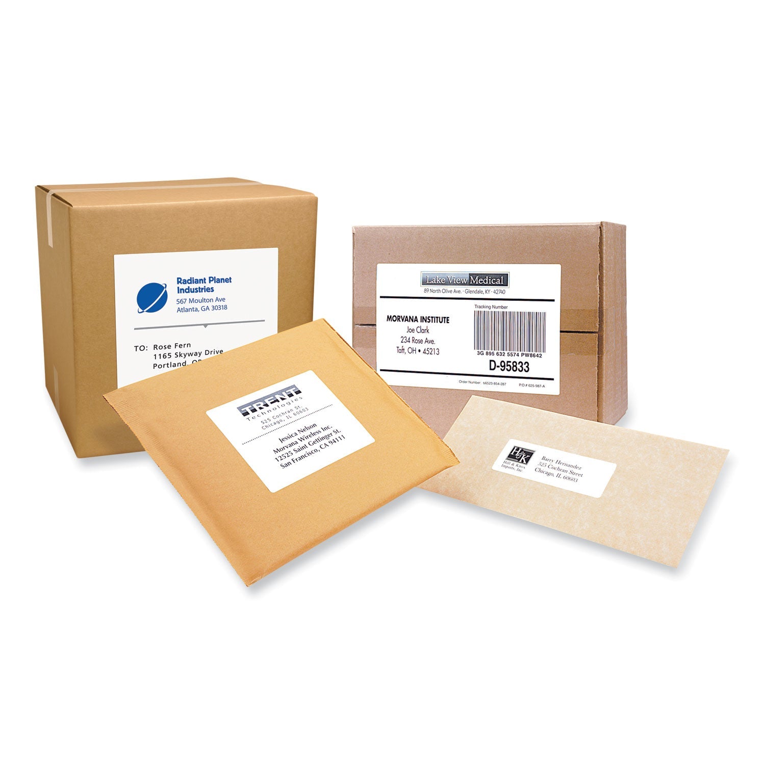 PRES-a-ply® Labels, Laser Printers, 3.33 X 4, White, 6/sheet, 100 Sheets/box