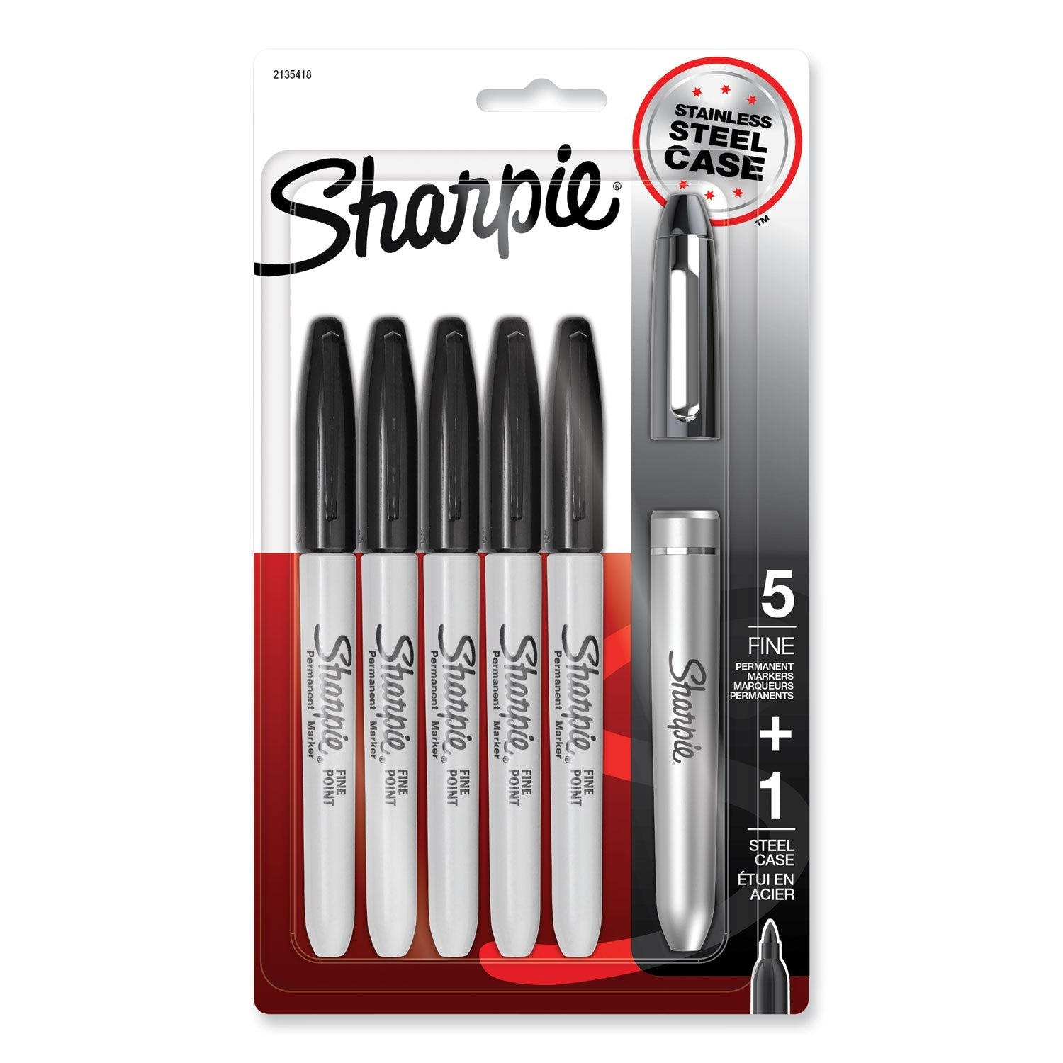 Fine Tip Permanent Marker | 5-Pack with Case
