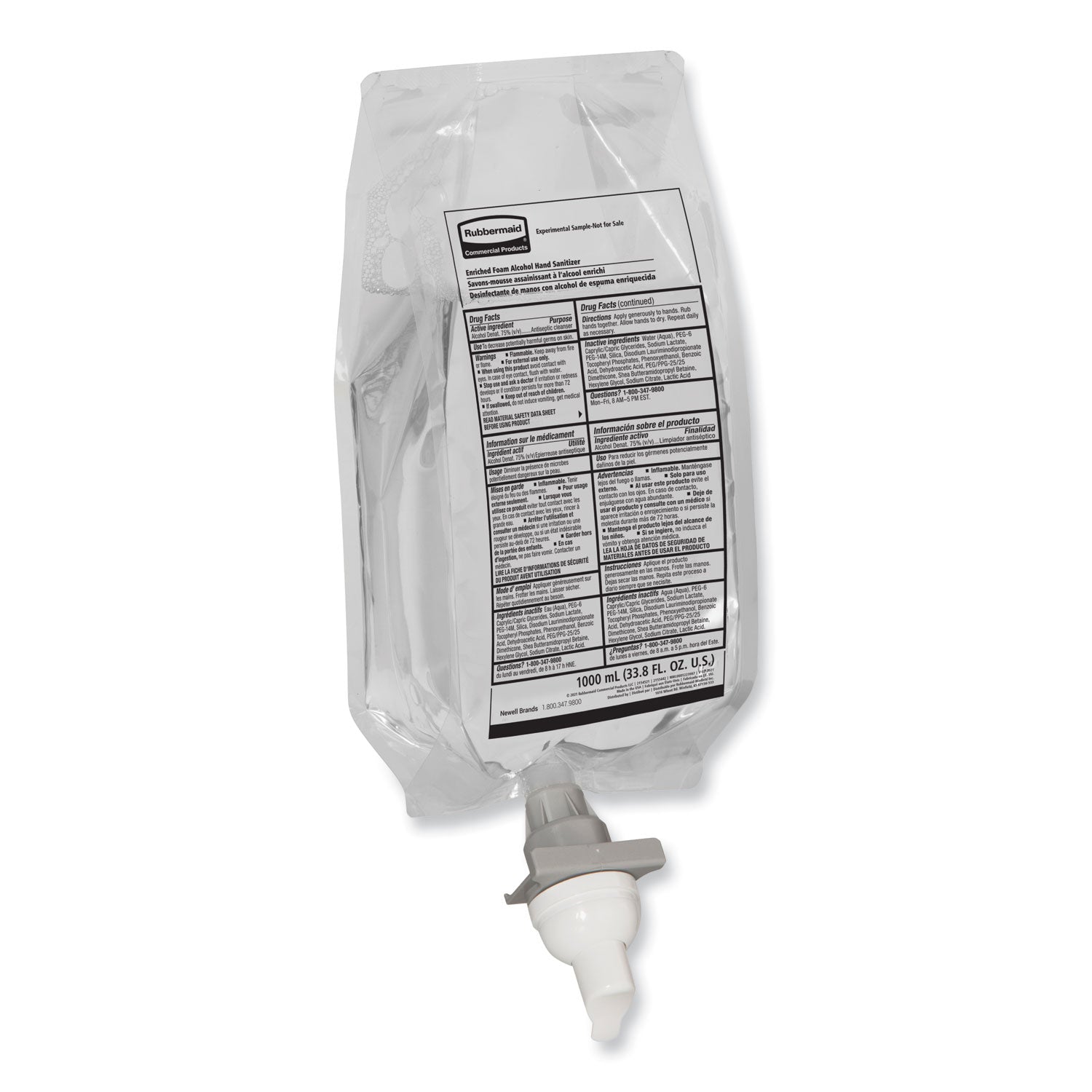 Rubbermaid® Commercial AutoFoam Refill With Alcohol Foam Hand Sanitizer, Clear, 1,000 mL, Fragrance-Free, 4/Carton - Bloom Skins