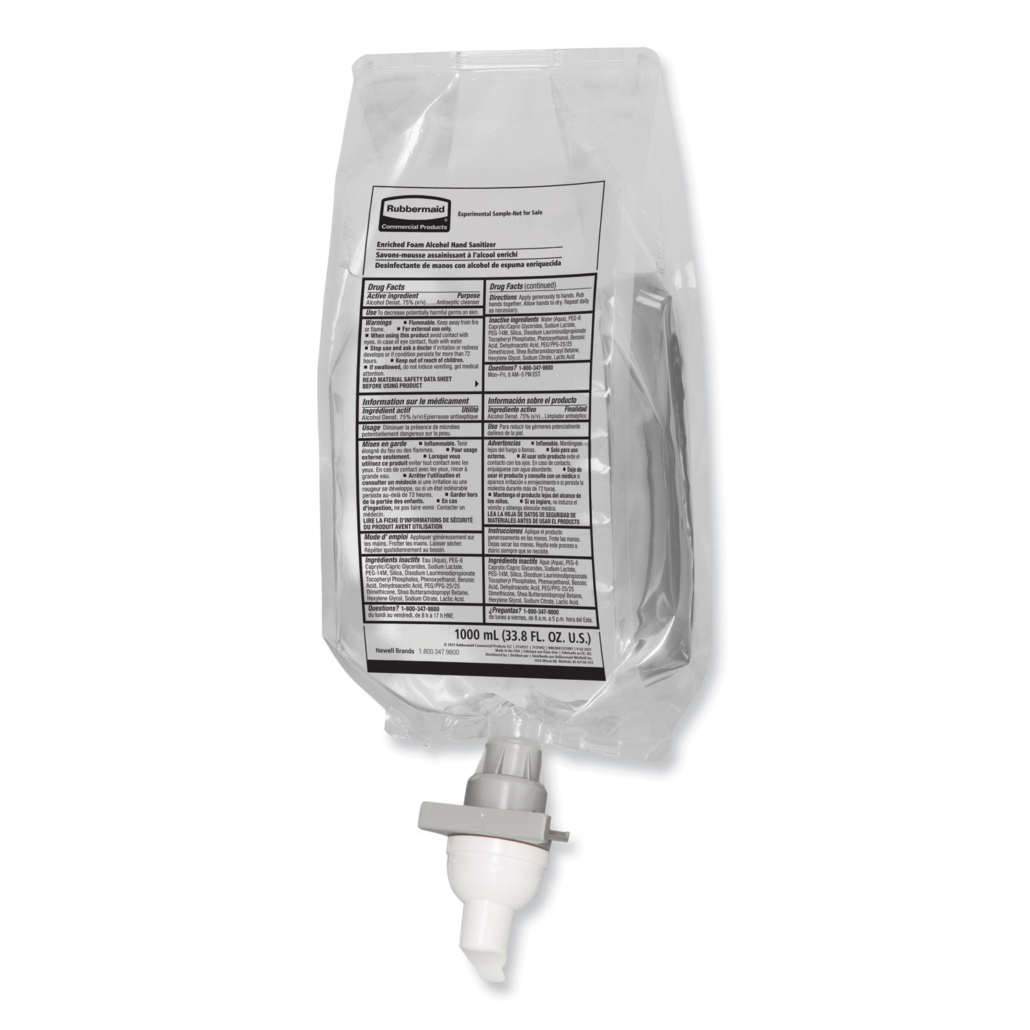 Rubbermaid® Commercial AutoFoam Refill With Alcohol Foam Hand Sanitizer, Clear, 1,000 mL, Fragrance-Free, 4/Carton - Bloom Skins