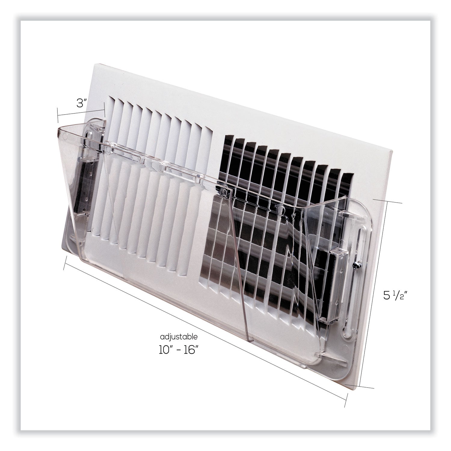deflecto® Adjustable Sidewall Register Air Deflector, 10 x 3 x 5.5, Clear