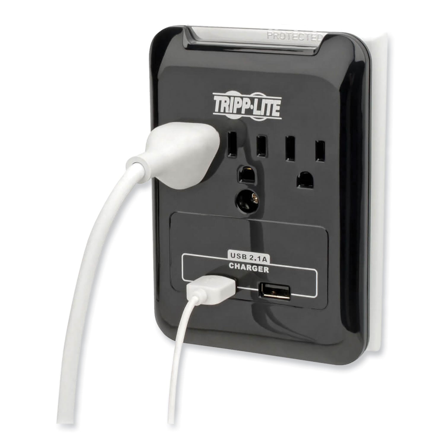 Tripp Lite by Eaton Protect It! Surge Protector, 3 AC Outlets/2 USB Ports, 540 J, Black