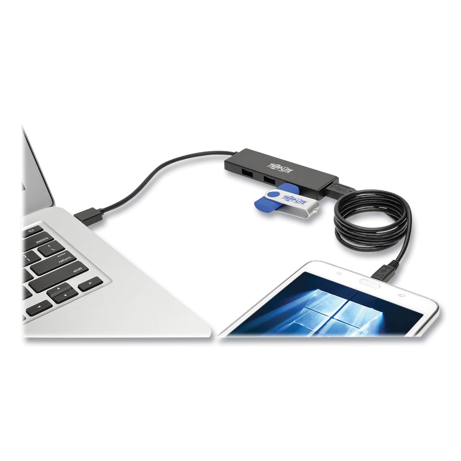 Tripp Lite by Eaton Ultra-Slim Portable Usb 3.0 Superspeed Hub, 4 Ports, Black
