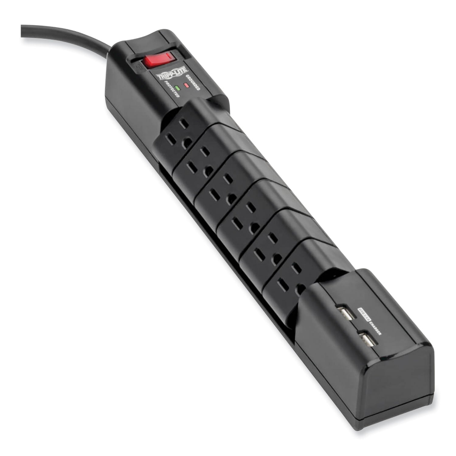 Tripp Lite by Eaton Protect It! Surge Protector, 6 AC Outlets/2 USB Ports, 8 ft Cord, 1,080 J, Black