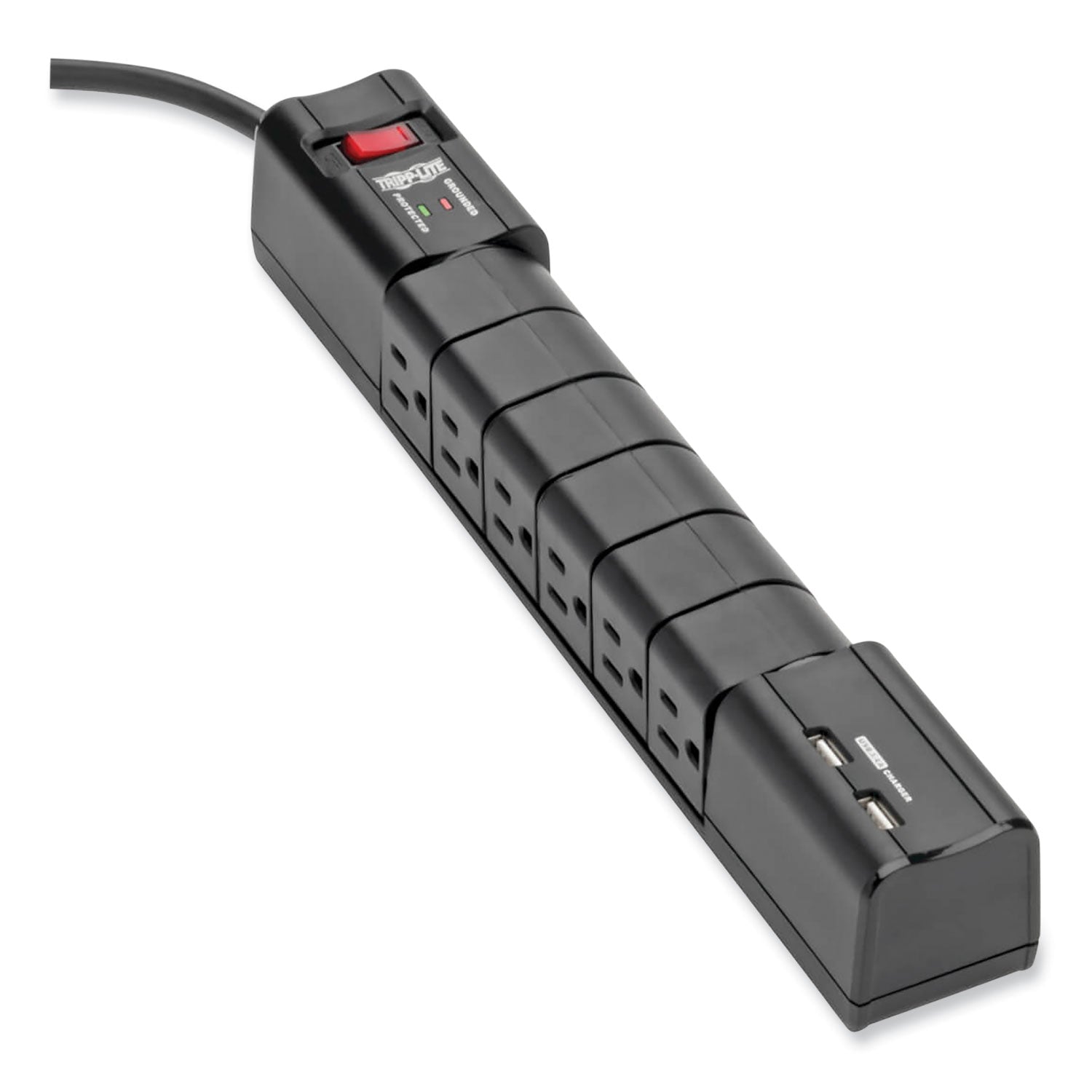 Tripp Lite by Eaton Protect It! Surge Protector, 6 AC Outlets/2 USB Ports, 8 ft Cord, 1,080 J, Black