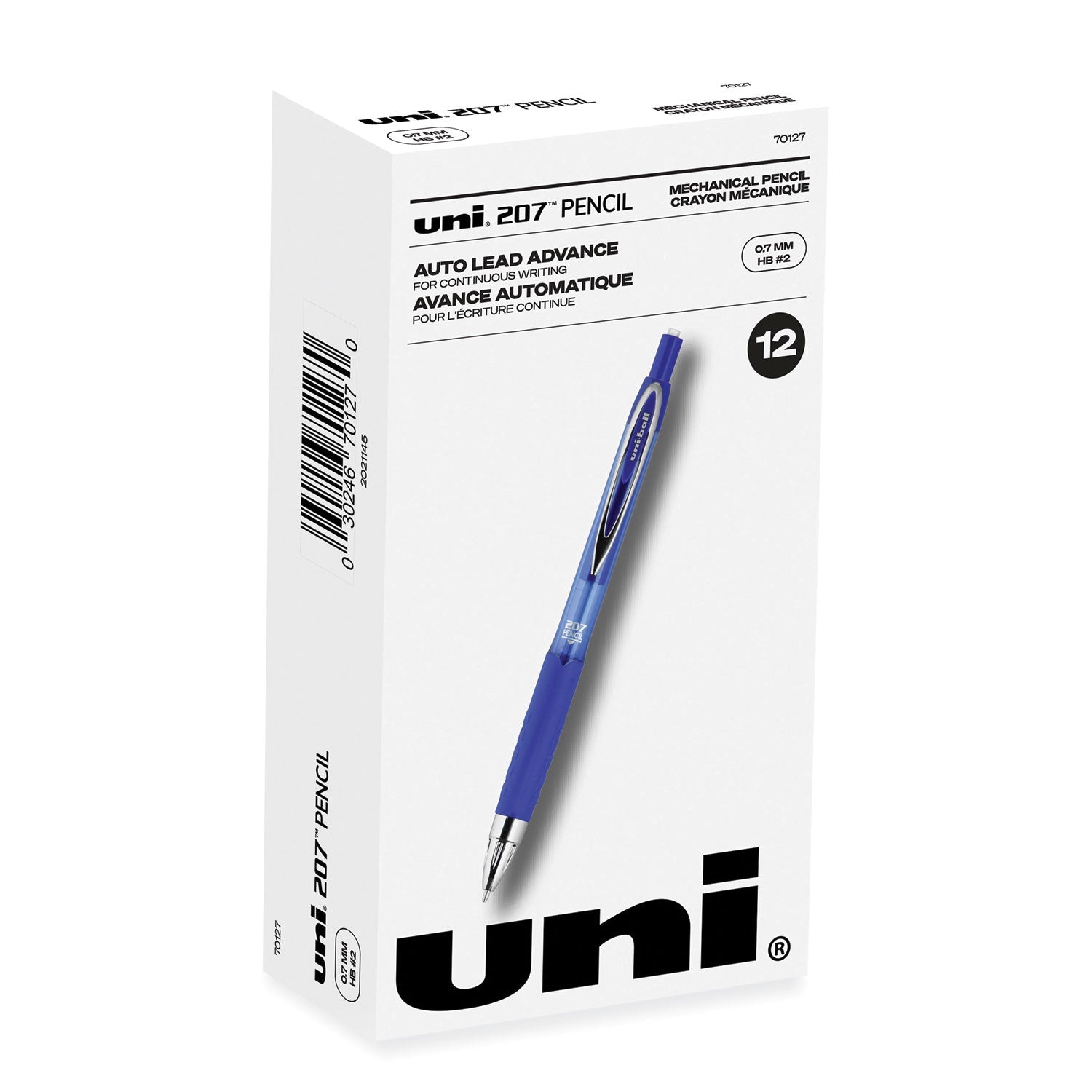 uniball® 207 Mechanical Pencil, 0.7 Mm, Hb (#2), Black Lead, Blue Barrel, Dozen - Bloom Skins