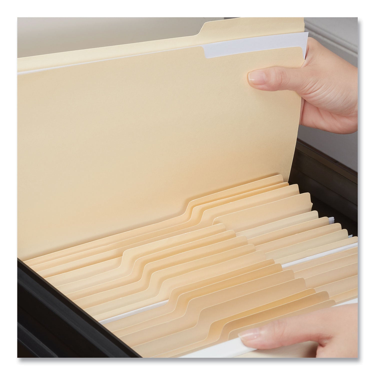 Universal® Top Tab File Folders, 1/3-Cut Tabs: Assorted, Letter Size, 0.75" Expansion, Manila, 50/Box - Bloom Skins