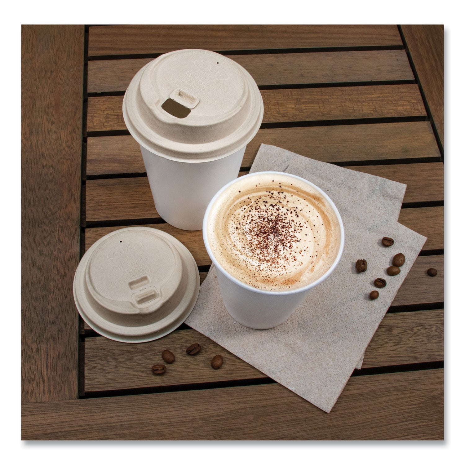 Dart® Molded Fiber Lids for Paper Cups, ProPlanet Seal, Fits 10 oz to 24 oz Hot Cups, Tan, 1,000/Carton