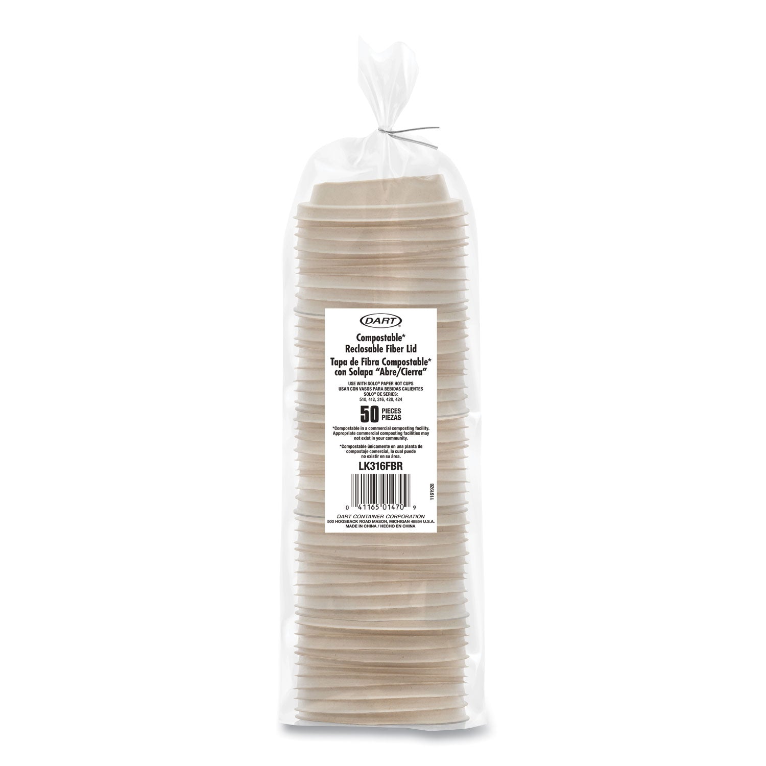 Dart® Molded Fiber Lids for Paper Cups, ProPlanet Seal, Fits 10 oz to 24 oz Hot Cups, Tan, 1,000/Carton