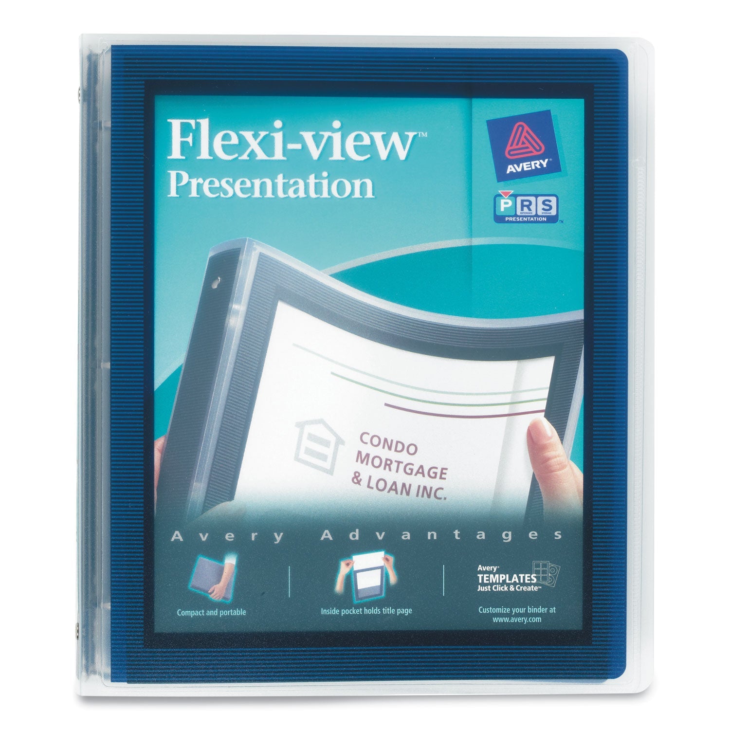 Avery® Flexi-View Binder With Round Rings, 3 Rings, 1" Capacity, 11 X 8.5, Navy Blue