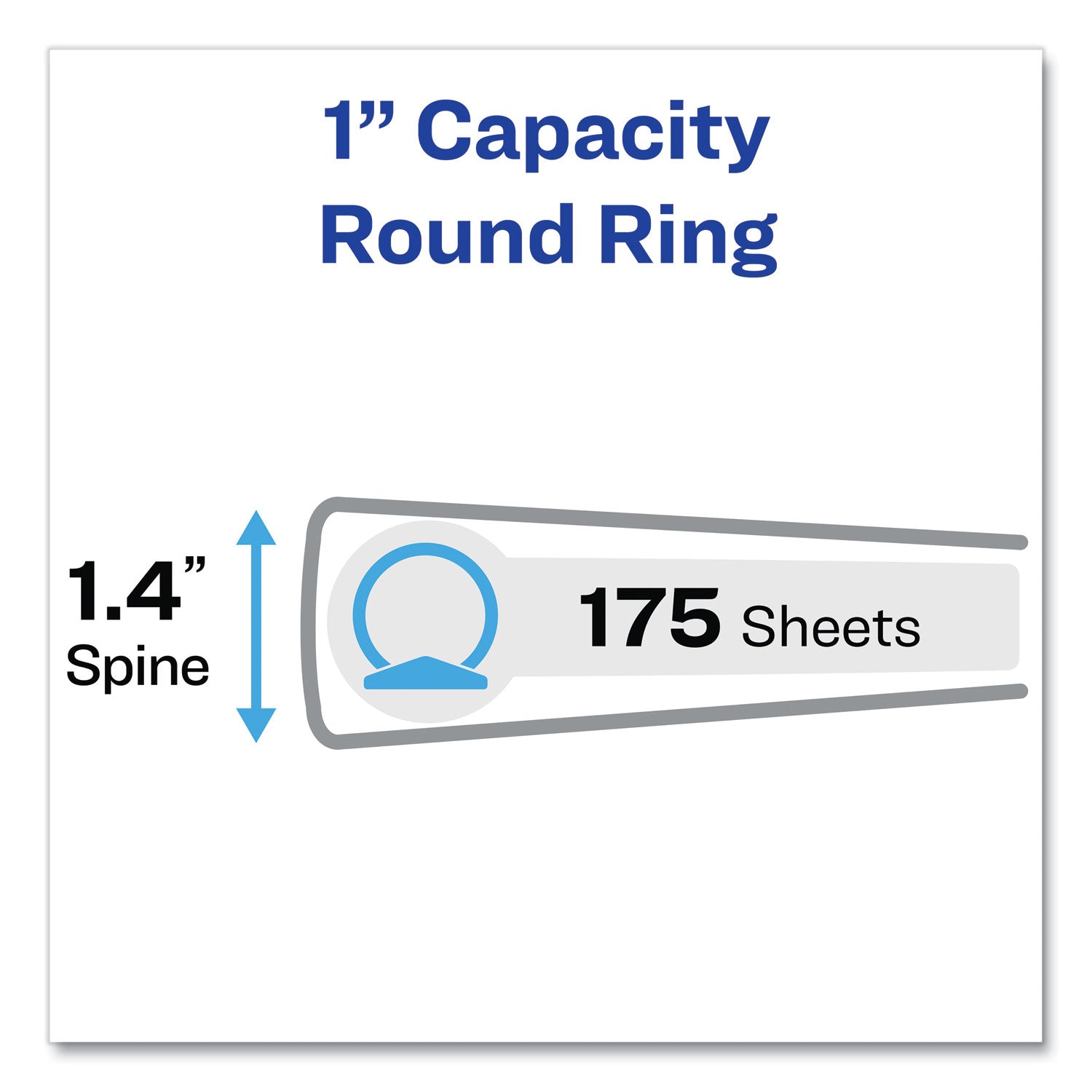 Avery® Flexi-View Binder With Round Rings, 3 Rings, 1" Capacity, 11 X 8.5, Navy Blue