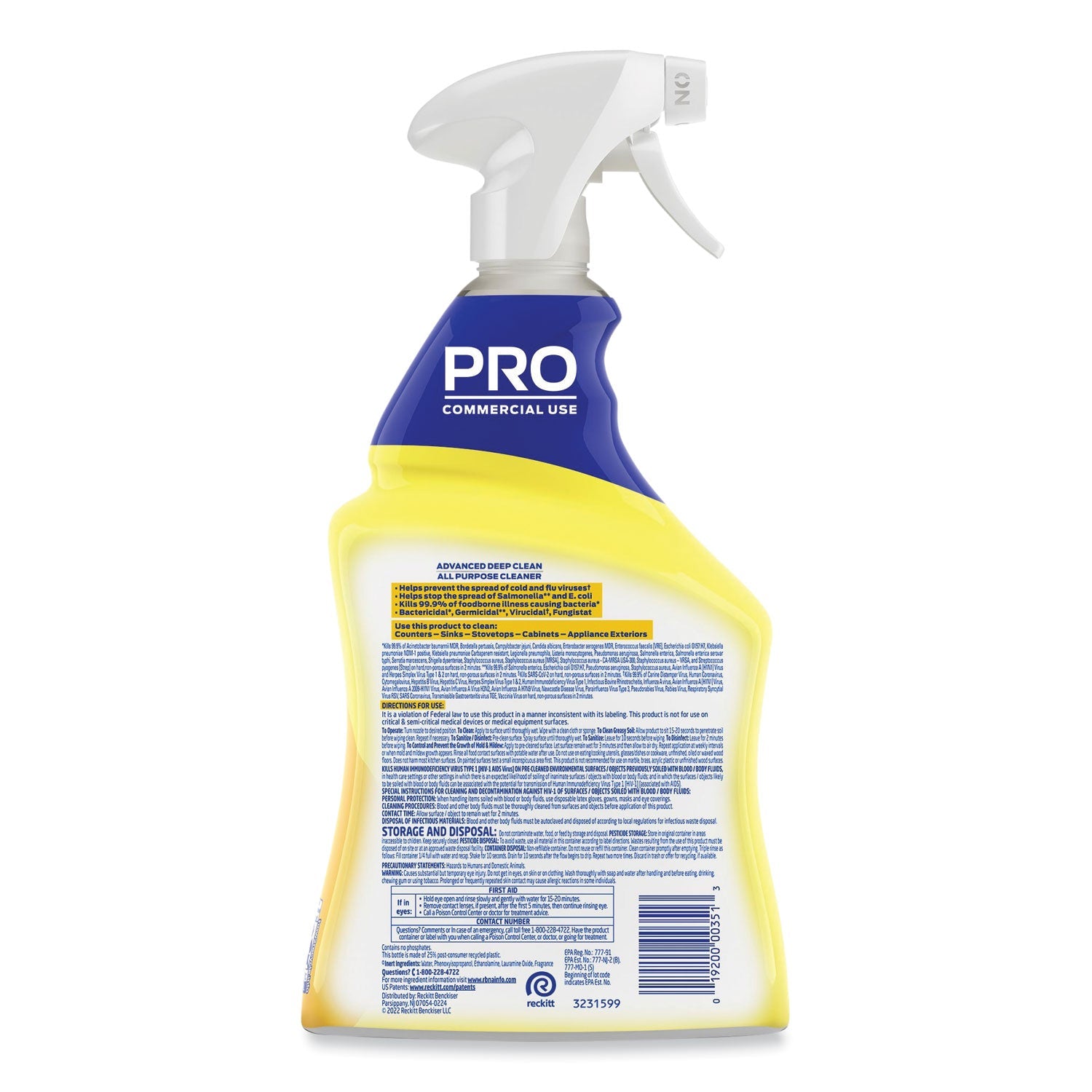 Professional LYSOL® Brand Advanced Deep Clean All Purpose Cleaner, Lemon Breeze, 32 Oz Trigger Spray Bottle