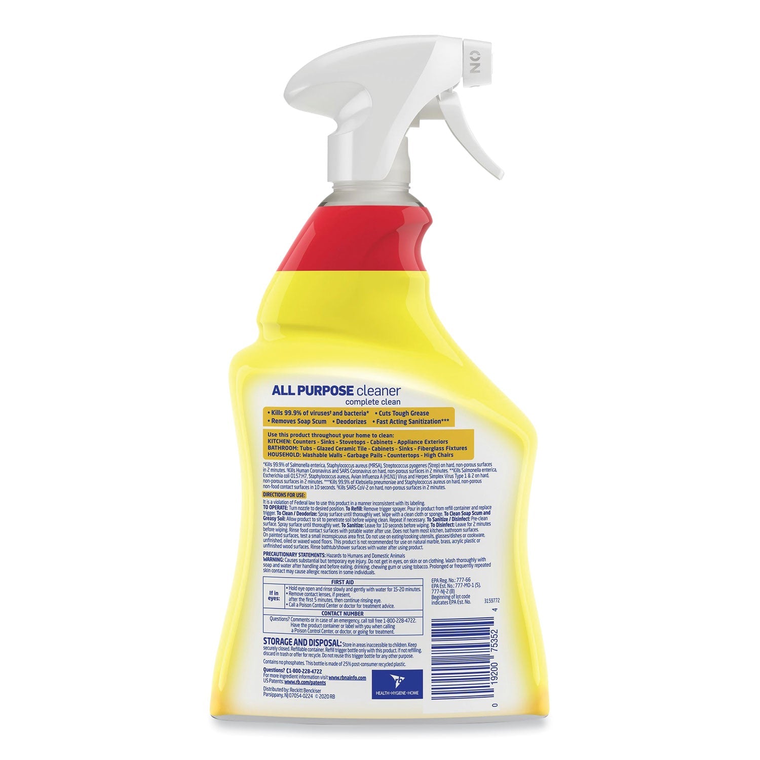 LYSOL® Brand Ready-To-Use All-Purpose Cleaner, Lemon Breeze, 32 Oz Spray Bottle, 12/carton