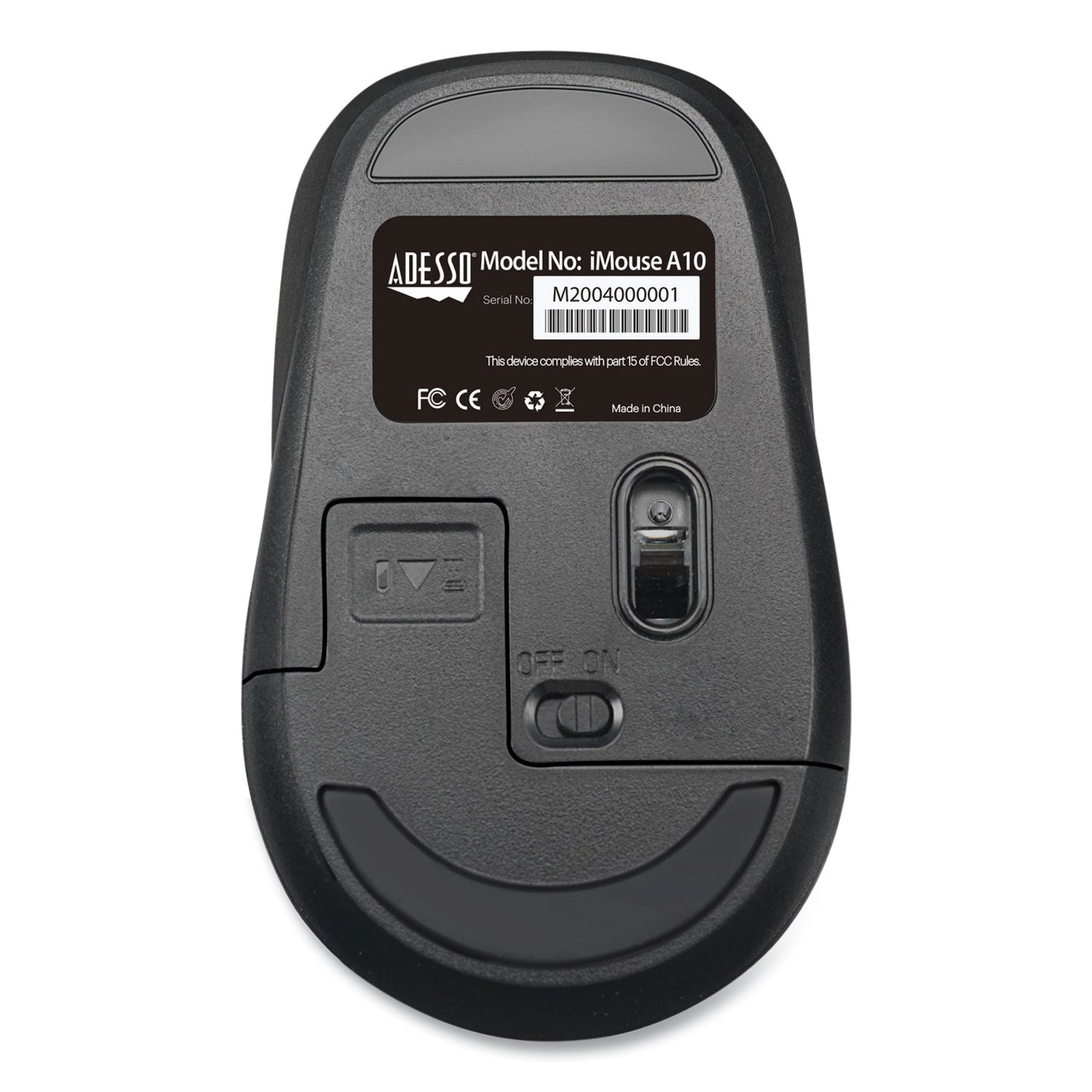 Adesso Imouse A10 Antimicrobial Wireless Mouse, 2.4 Ghz Frequency/30 Ft Wireless Range, Left/right Hand Use, Black/silver