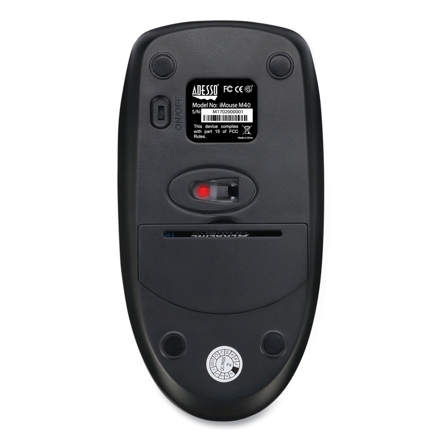 Adesso Imouse M60 Antimicrobial Wireless Mouse, 2.4 Ghz Frequency/30 Ft Wireless Range, Left/right Hand Use, Black