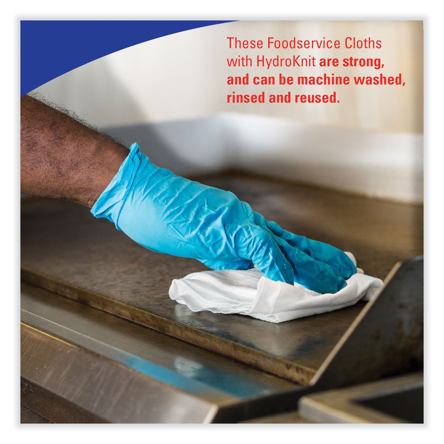 WypAll® X80 Foodservice Towel, Kimfresh Antimicrobial Hydroknit, 12 x 23.4, Unscented, White/Blue Stripe, 150/Carton