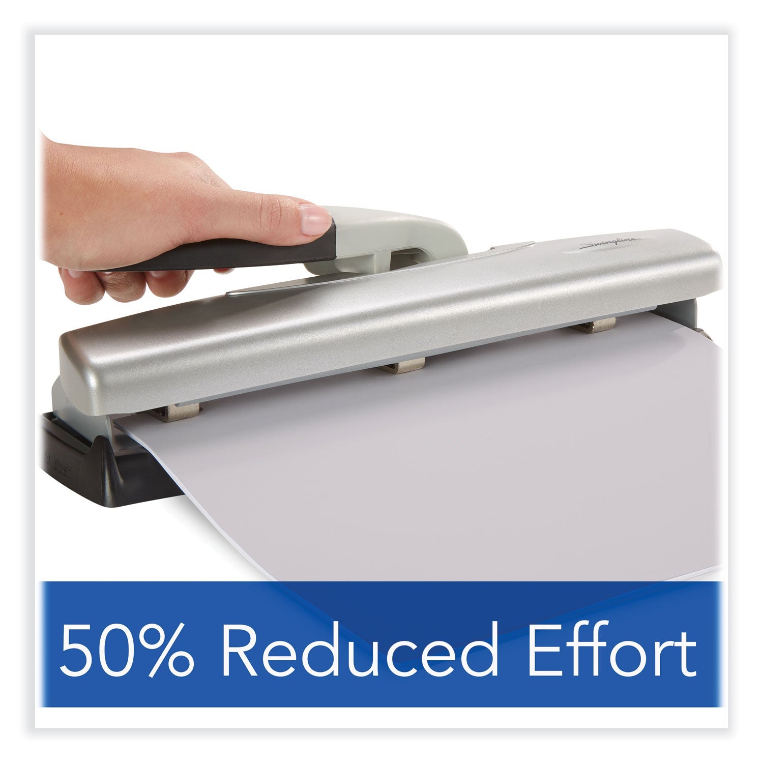 Swingline® 20-Sheet Lighttouch Desktop Two- To Seven-Hole Punch, 9/32" Holes, Silver/black