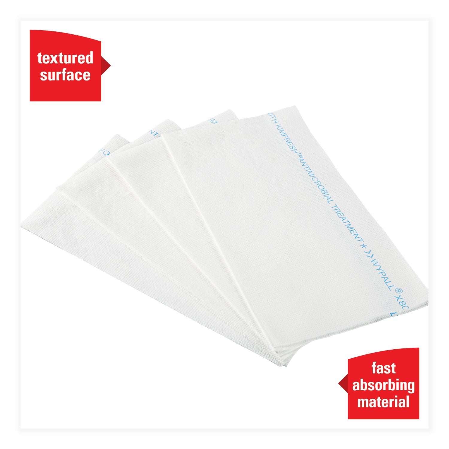 WypAll® X80 Foodservice Towel, Kimfresh Antimicrobial Hydroknit, 12 x 23.4, Unscented, White/Blue Stripe, 150/Carton