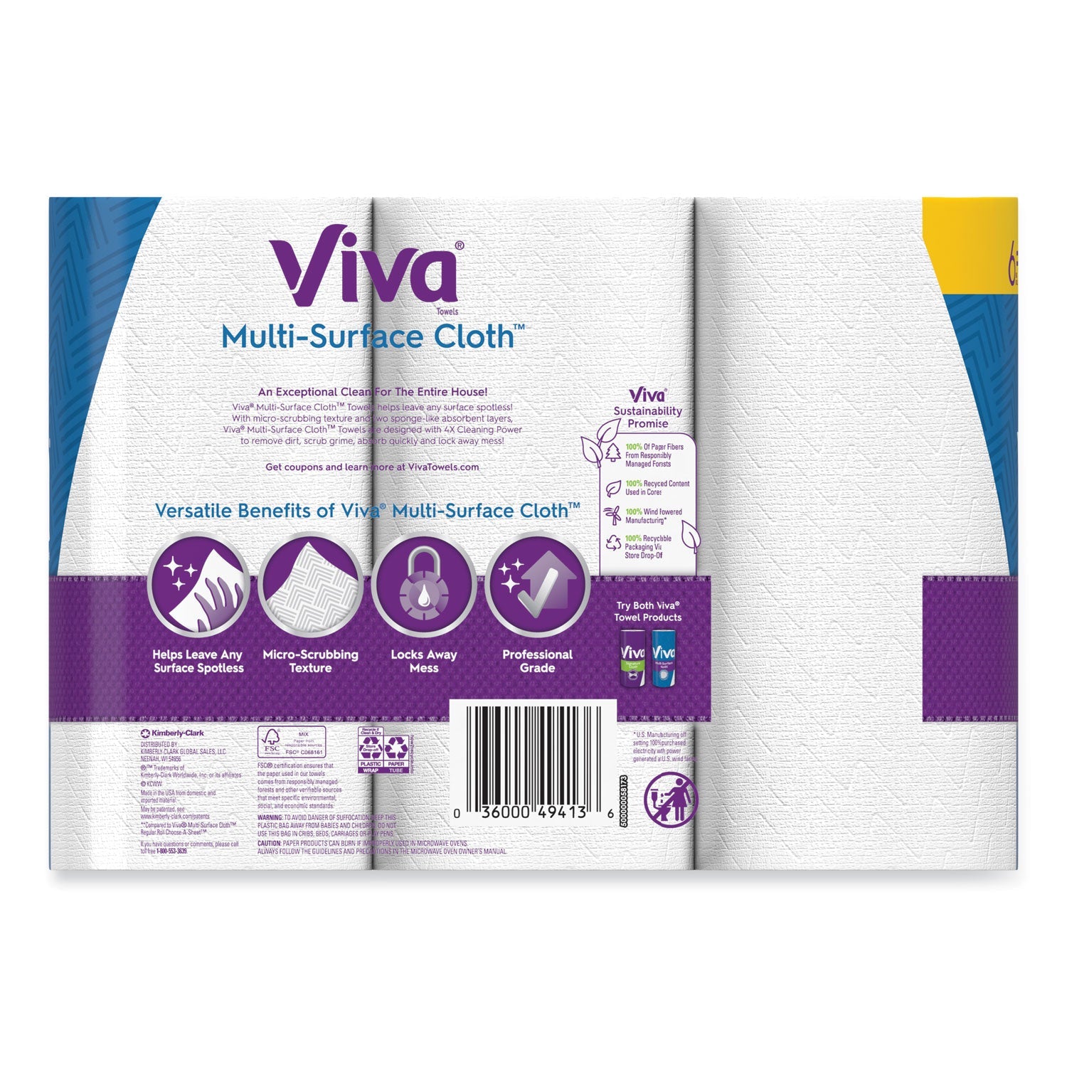 Viva® Multi-Surface Cloth Choose-A-Sheet Kitchen Roll Paper Towels 2-Ply, 11 X 5.9, White, 83/roll, 6 Rolls/pack, 4 Packs/carton