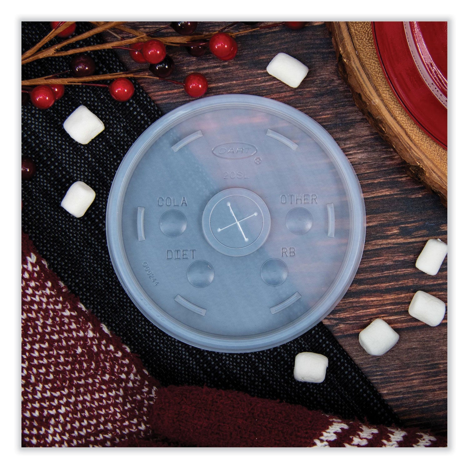 Dart® Cold Cup Lids, Fits 8 oz to 32 oz Cold Cups/Containers, Plastic, Translucent, 100/Sleeve, 10 Sleeves/Carton