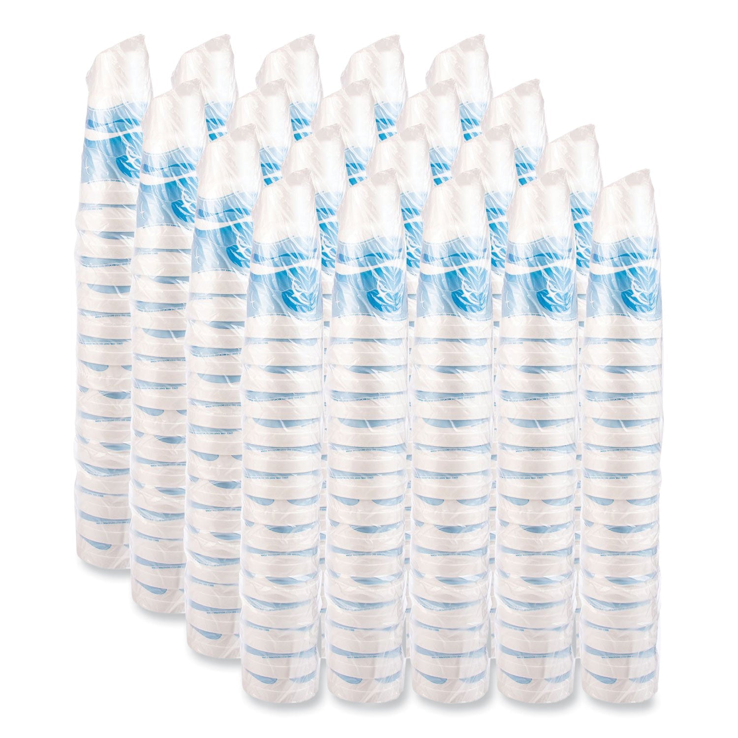 Dart® Horizon Hot/Cold Foam Drinking Cups, 44 oz, White/Ocean Blue, 15/Bag, 20 Bags/Carton