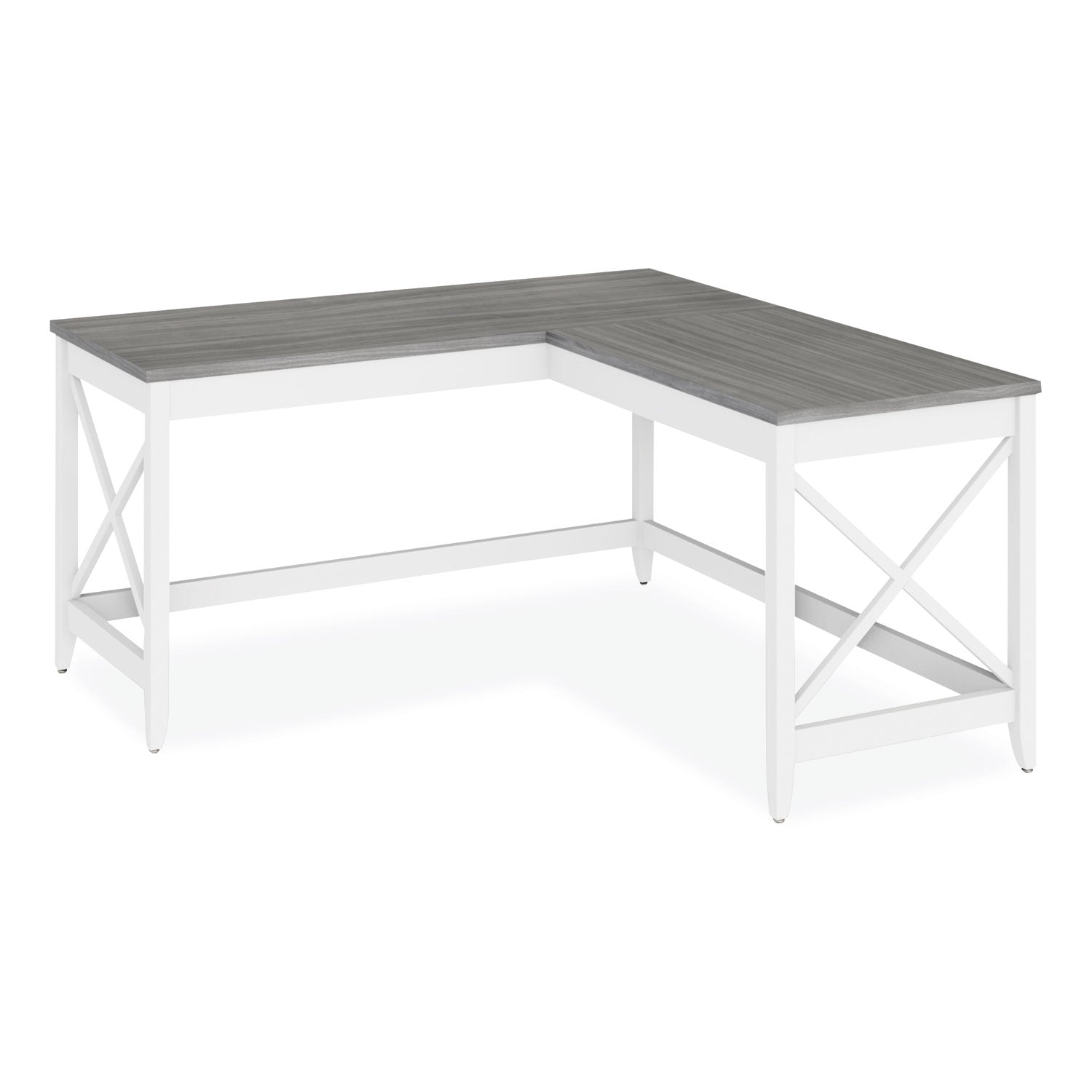 L-Shaped Farmhouse Desk | Gray/White | 58"