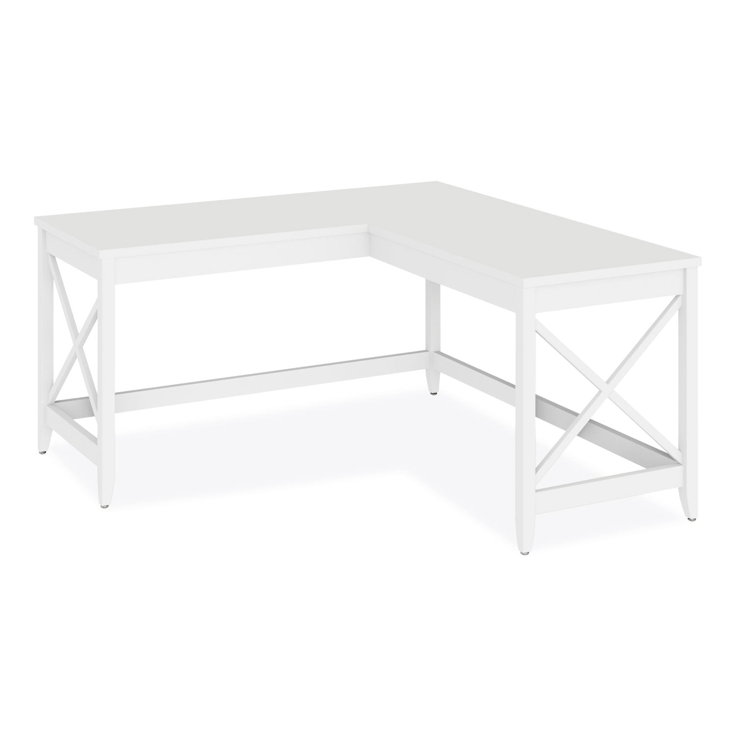 L-Shaped Farmhouse Desk | White | 58" | Alera®