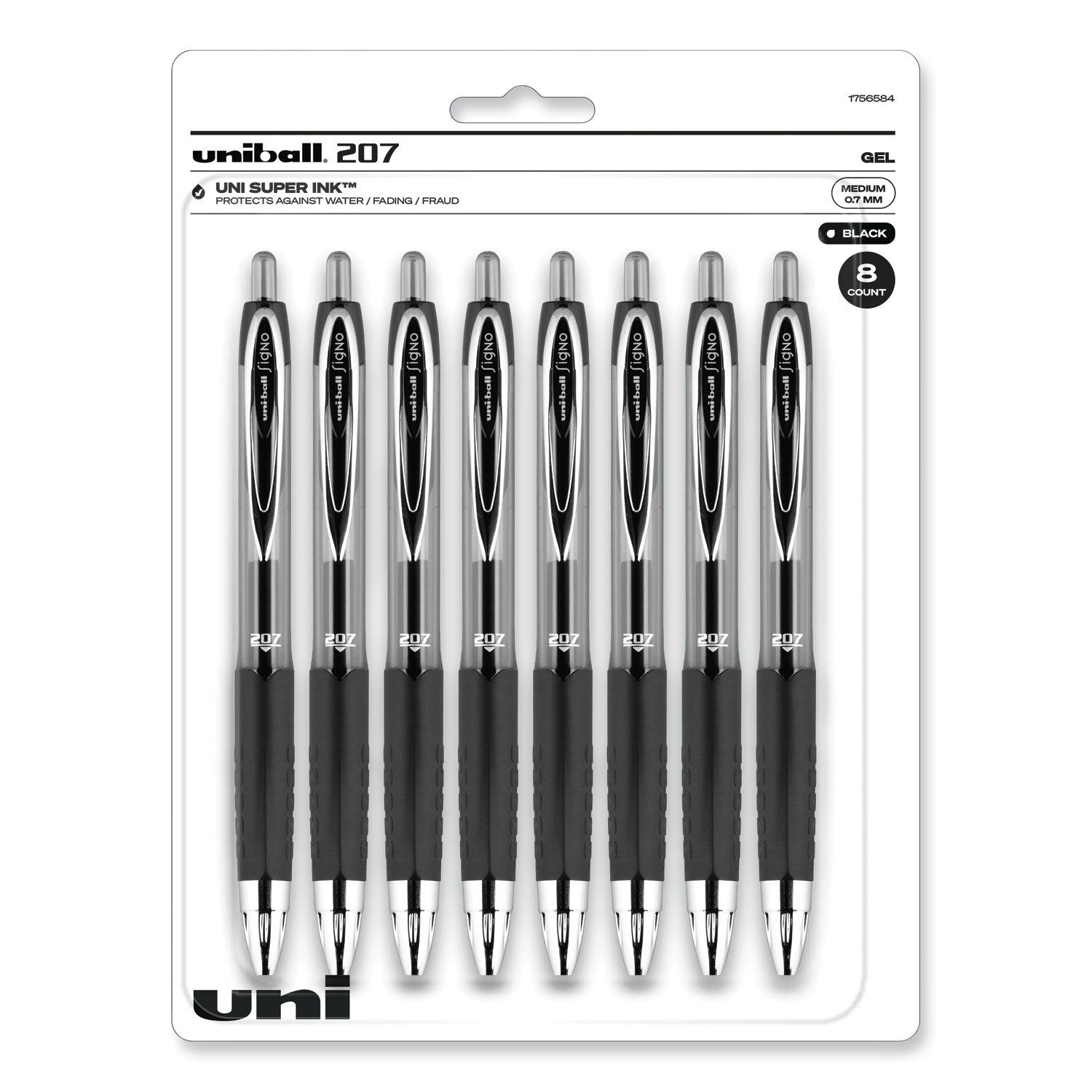 uniball Signo 207 Gel Pen | Black 8/Pack